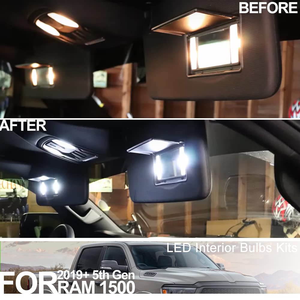 12-Pack 6000K Super Bright White LED Interior Light Bulbs for 2019-2022 Dodge RAM 1500 5th Gen - Dome, Map, Footwell & Cargo Lights with Free Installation Tool - Perfect for Night Driving & Interior Upgrades