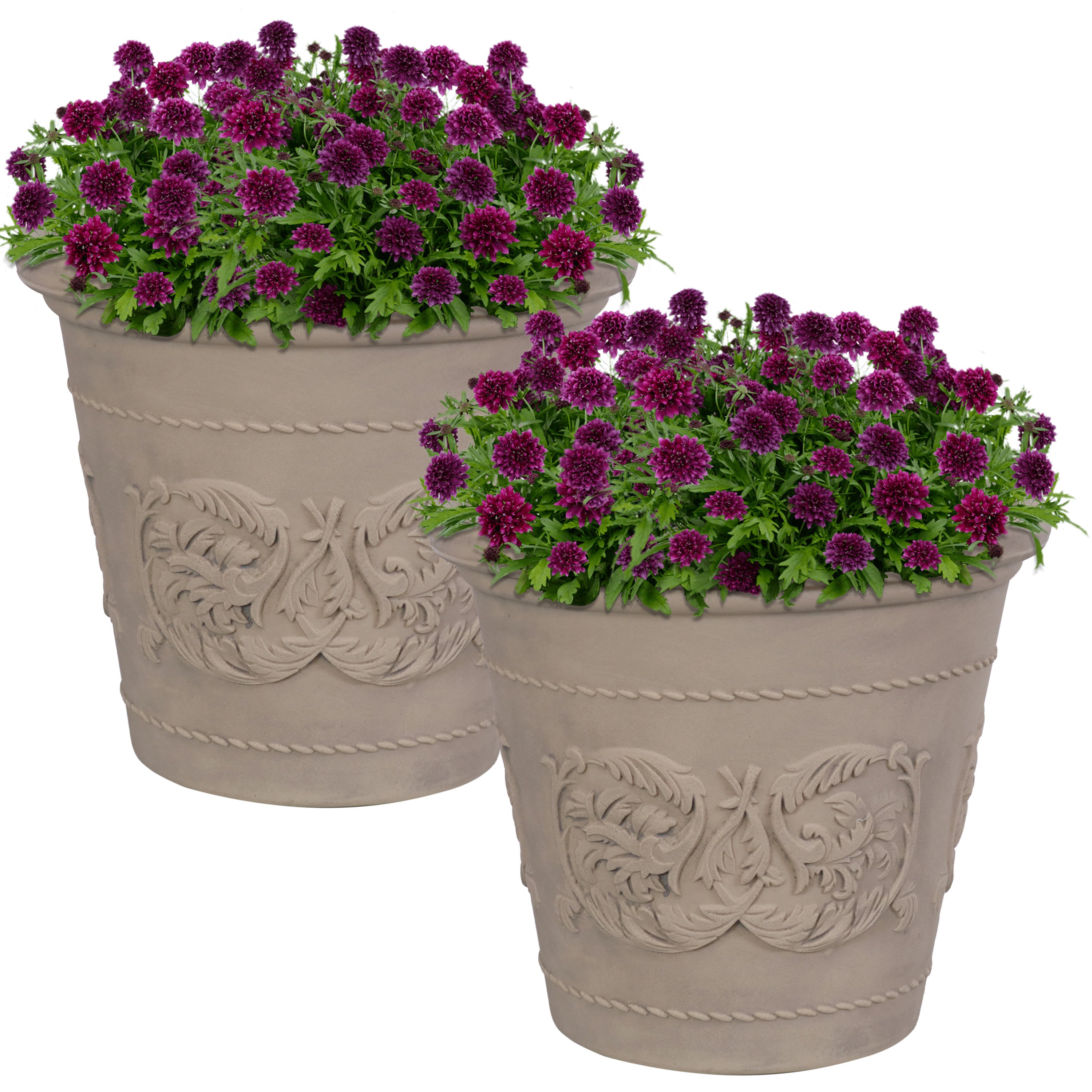 Sunnydaze Arabella Polyresin Outdoor Flowerpot Planter - Decorative Garden Planter for Patio, Porch & Yard - Weather-Resistant & Durable Design