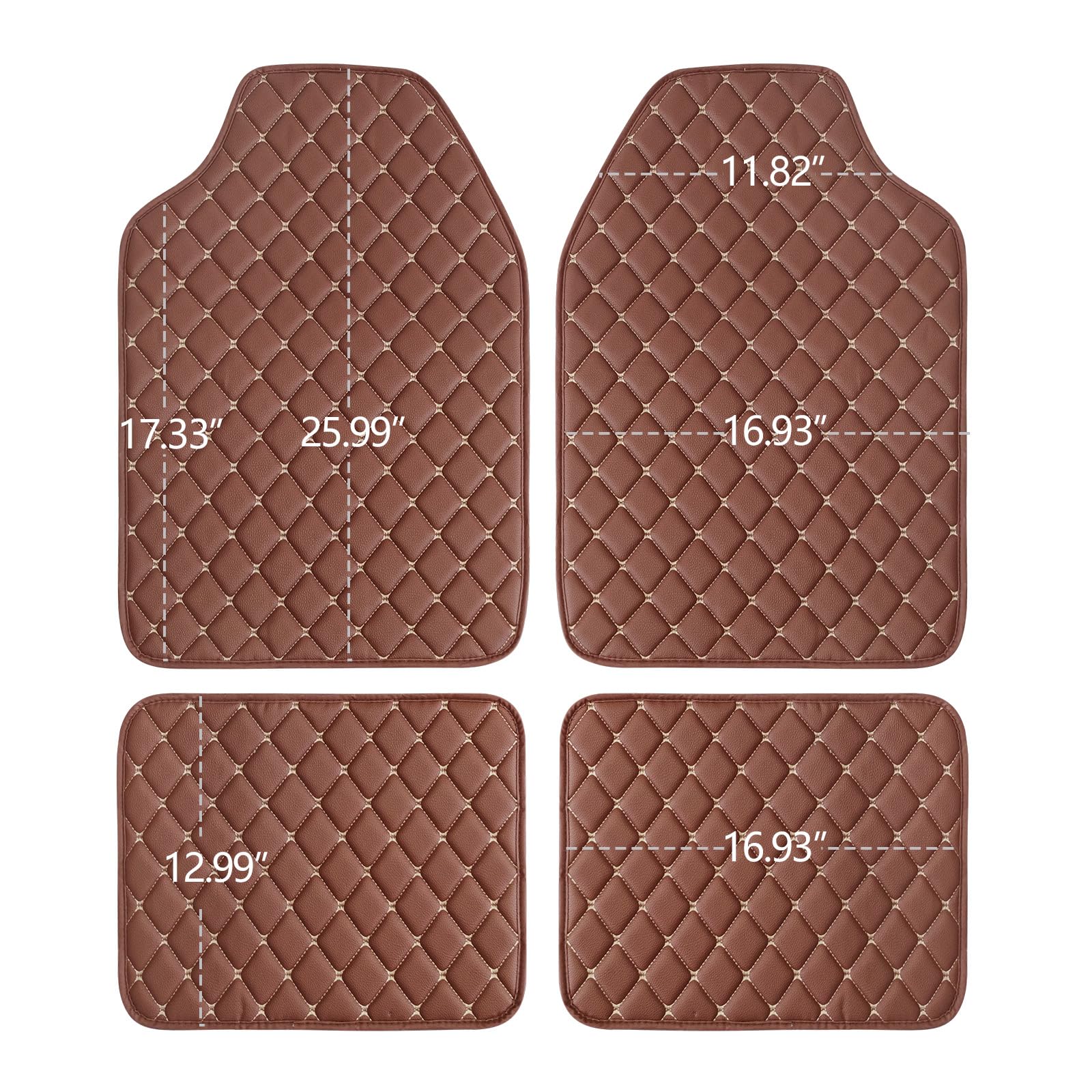 Premium Luxury Leather Car Mats - Universal Fit All Weather Floor Mats for Car, SUV, Van & Truck | Waterproof & Durable Interior Protection for Daily Commute & Road Trips