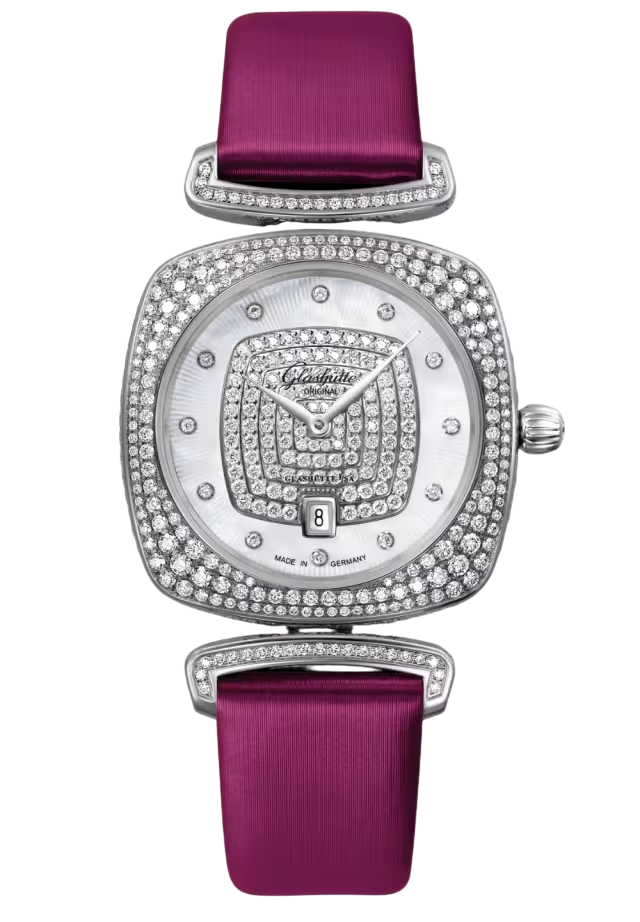 Glashutte Original Lady Pavonia Date 18K White Gold Diamond Watch for Women | Luxury Dress Watch for Formal Events & Special Occasions