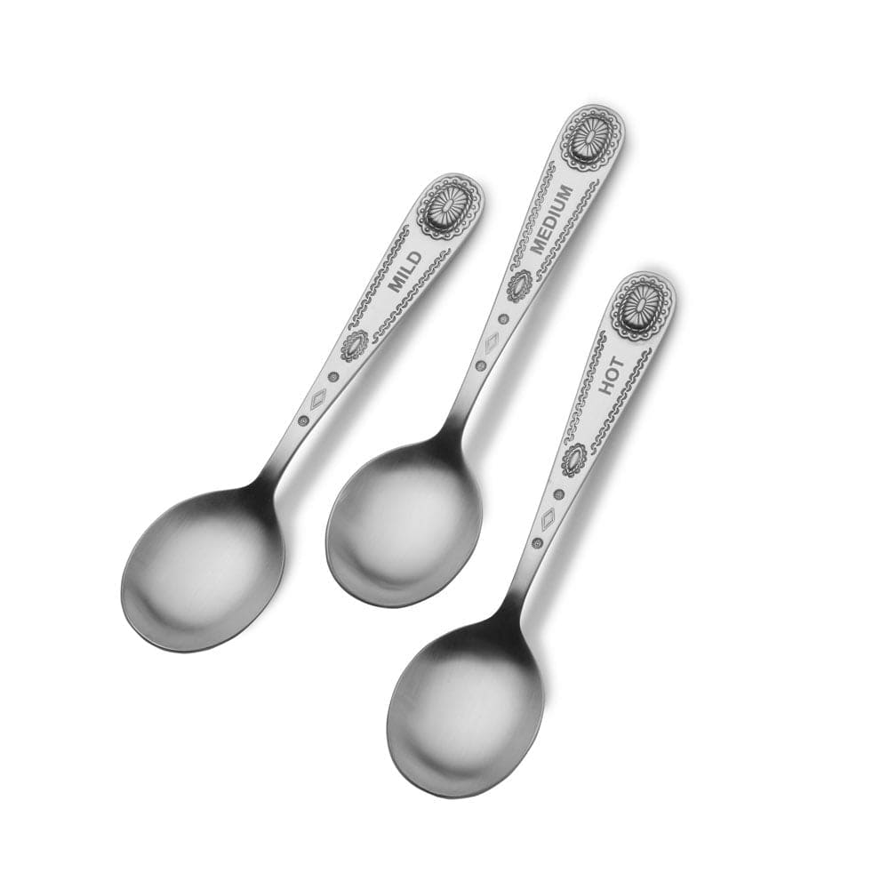 Taos Set of 3 Stainless Steel Salsa Spoons - Perfect for Guacamole, Salsa & Dips - Kitchen & Party Serving Utensils