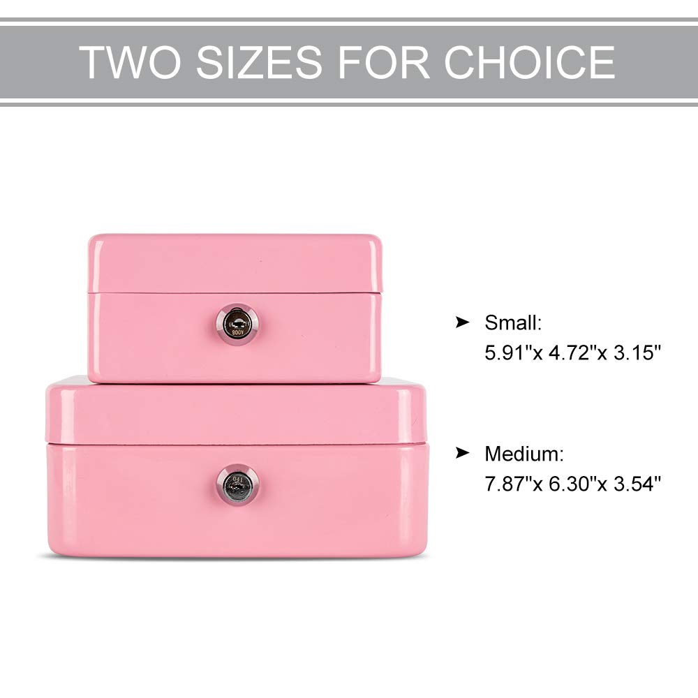 Kyodoled Medium Cash Box with Money Tray & Key Lock - 7.87