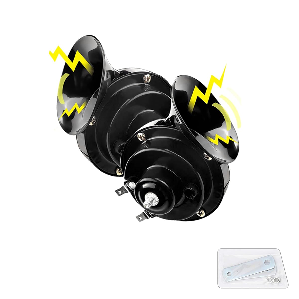 2PCS 300DB Super Loud Car Horns - 12V Waterproof Electric Snail Air Horn Replacement Kit | Universal for Cars, Trucks, Motorcycles, Boats & Bicycles (Black) | Enhance Safety with Powerful Sound for Highway, Off-Road & Marine Use