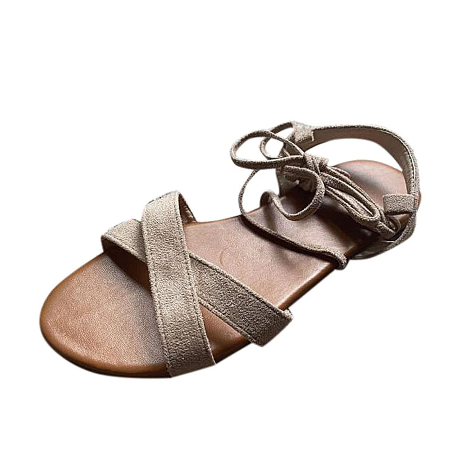 Women's Comfortable Suede Sandals Slides with Cross Strap - Casual Flat Open Toe Beach Shoes for Summer Walking, Travel & Outdoor Activities