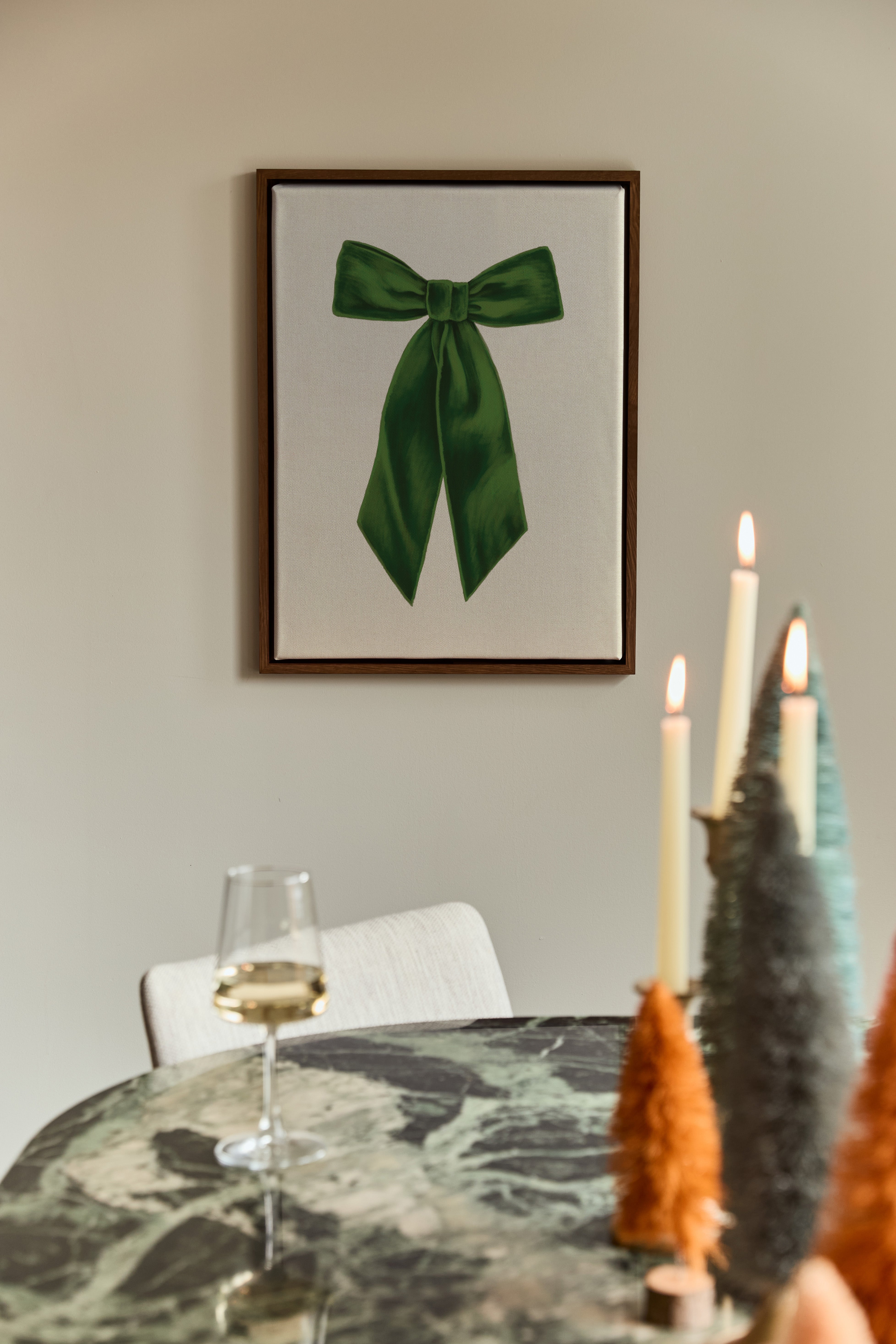 Emerald Green Bow Decor Poster - Elegant Home & Office Wall Art for Holidays, Parties & Gifts