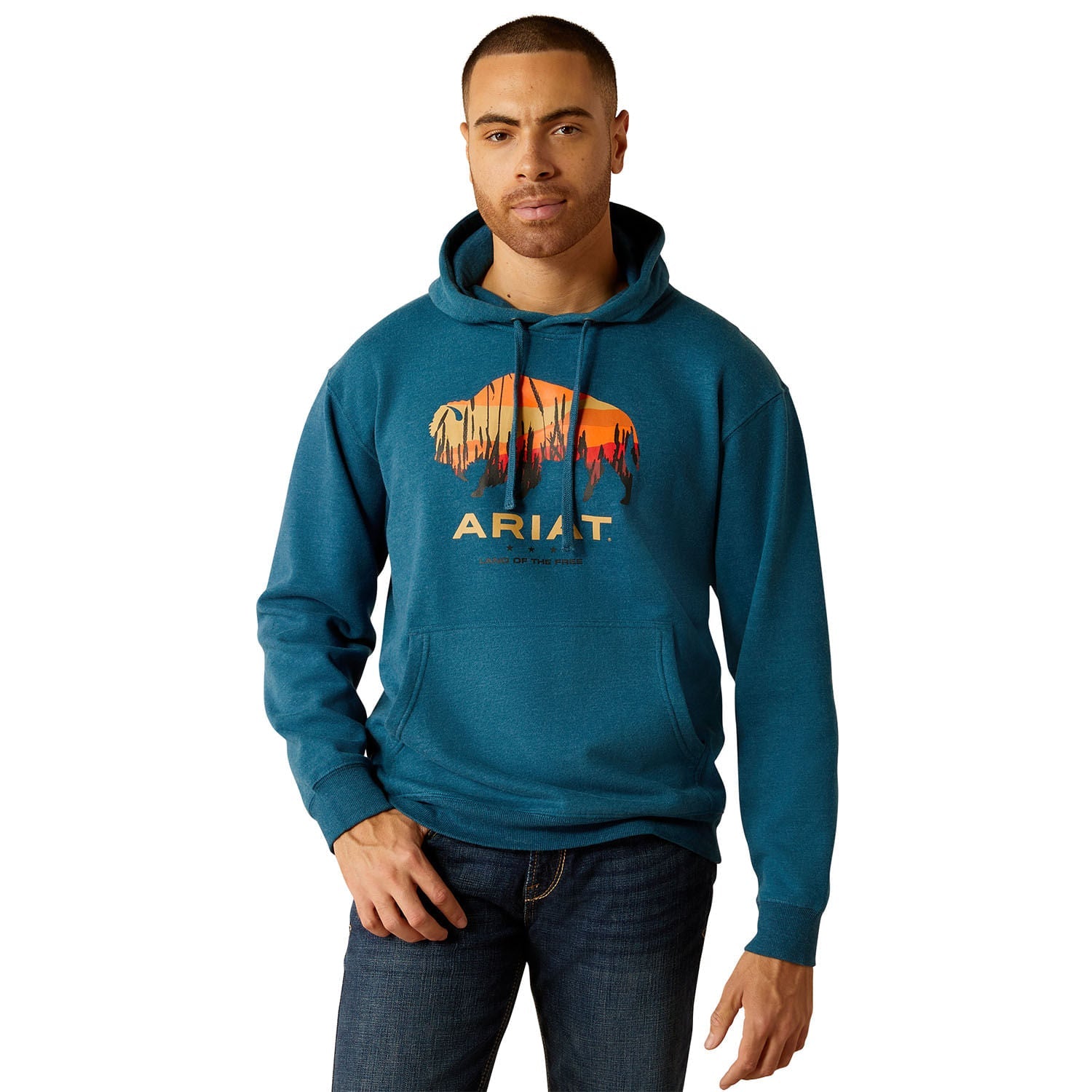 Ariat Men's Bison Plains Hoodie - Soft & Durable Pullover Sweatshirt for Outdoor Work & Casual Wear | Perfect for Ranch, Hiking & Everyday Comfort