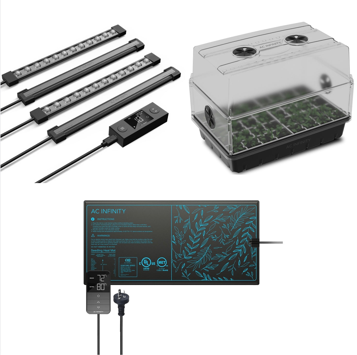 AC Infinity Propagation Kit with LED Grow Light, Heat Mat & Humidity Dome for Indoor Plant Seedlings – Perfect for Hydroponics, Greenhouses & Home Gardening
