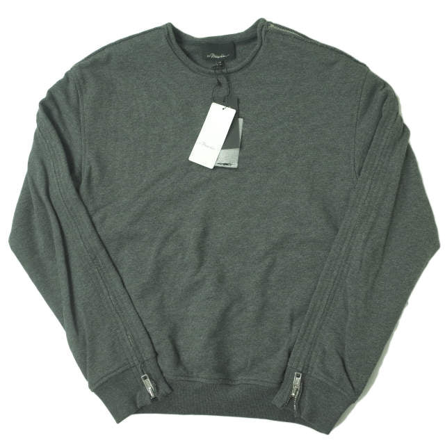 3.1 Phillip Lim Women's Zip-Up Crewneck Sweatshirt | Casual Pullover Hoodie | XS Size | Perfect for Streetwear & Lounge Wear
