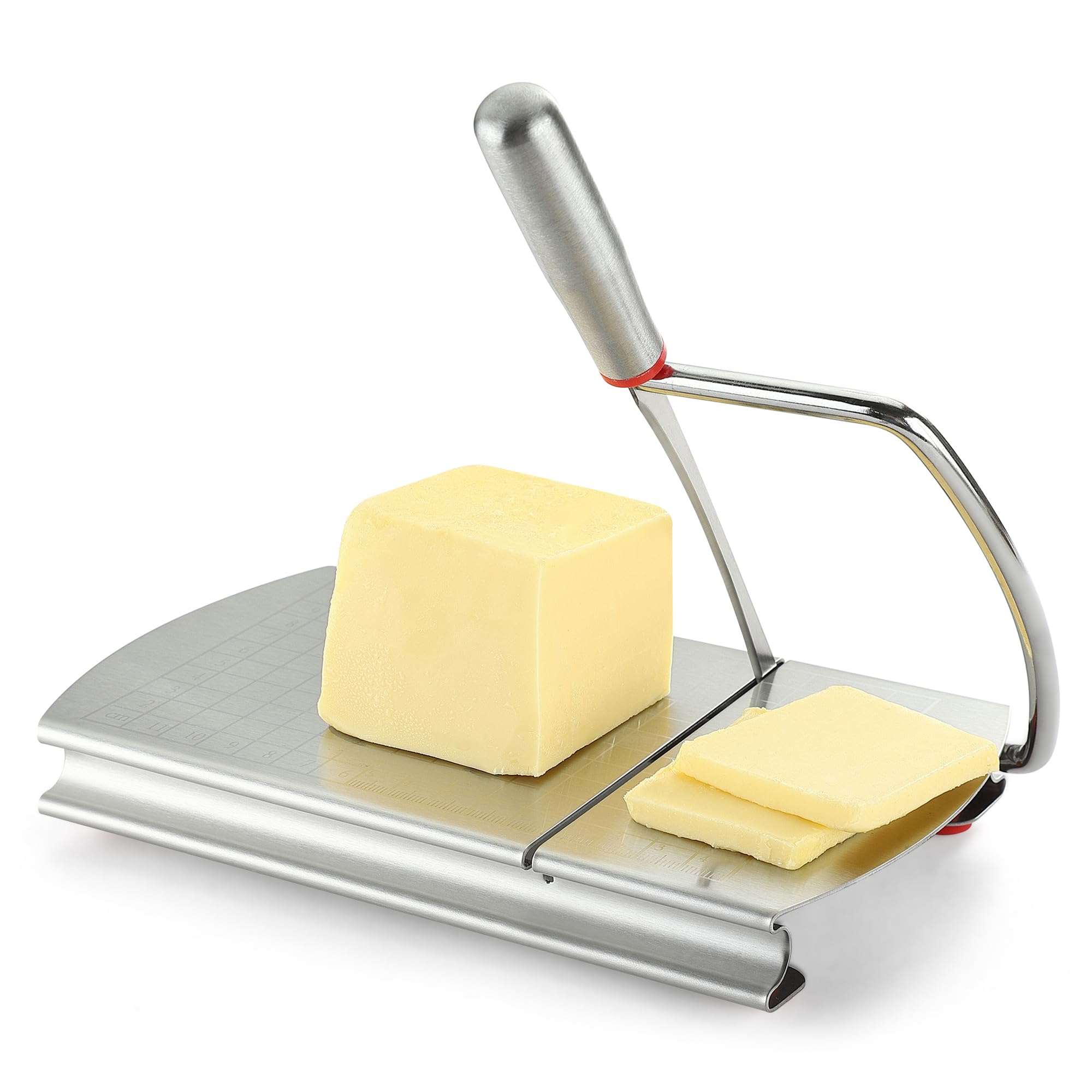 Premium Stainless Steel Cheese Slicer & Cutter Board with Sharp Blade - Perfect for Block Cheese, Vegetables, Butter, Sausages & Bread - Ideal for Kitchen, Party Platters & Charcuterie Boards