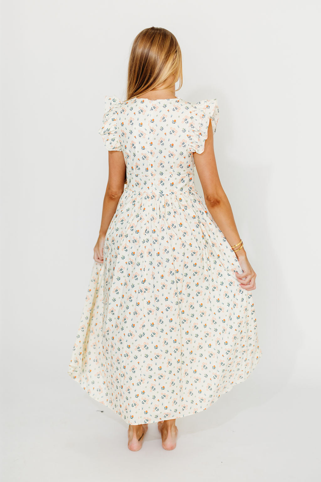 Nicole Women's 100% Cotton Tie-Front Ruffle Maxi Dress - Cream Multi Floral Print | Beach Cover Up, Summer Wedding Guest Dress, Boho Chic Outfit