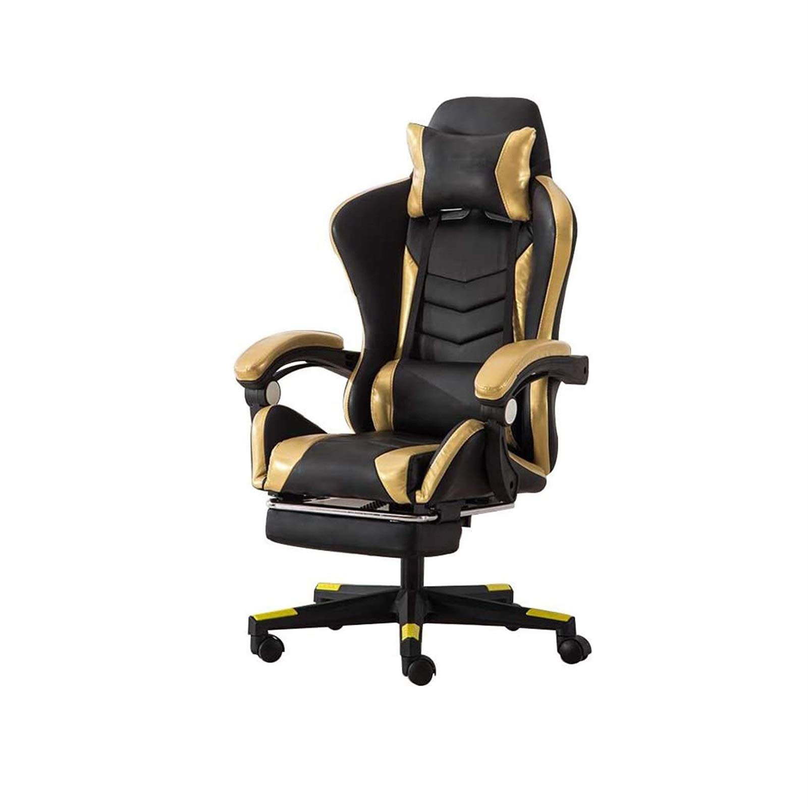 Ergonomic Gaming Chair - High Back Adjustable Office Chair with Footrest, Headrest & Lumbar Support - Multi-Color Options (Gold) - Perfect for Esports, Home Office & Computer Workstations