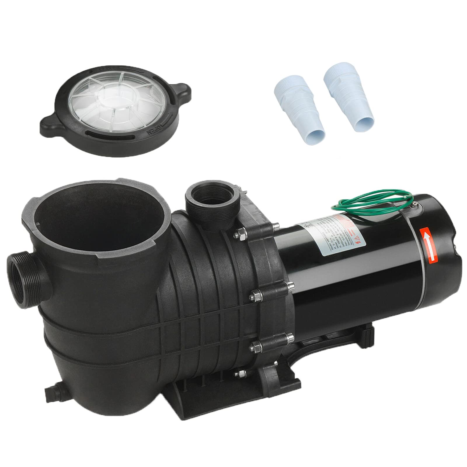 1.5 HP Inground/Above Ground Swimming Pool Pump - 110V/220V Dual Voltage, Self-Priming with Strainer Basket & Drain Plug - 1100W 60Hz Quiet Operation - Perfect for Backyard Pools, Spas & Water Features
