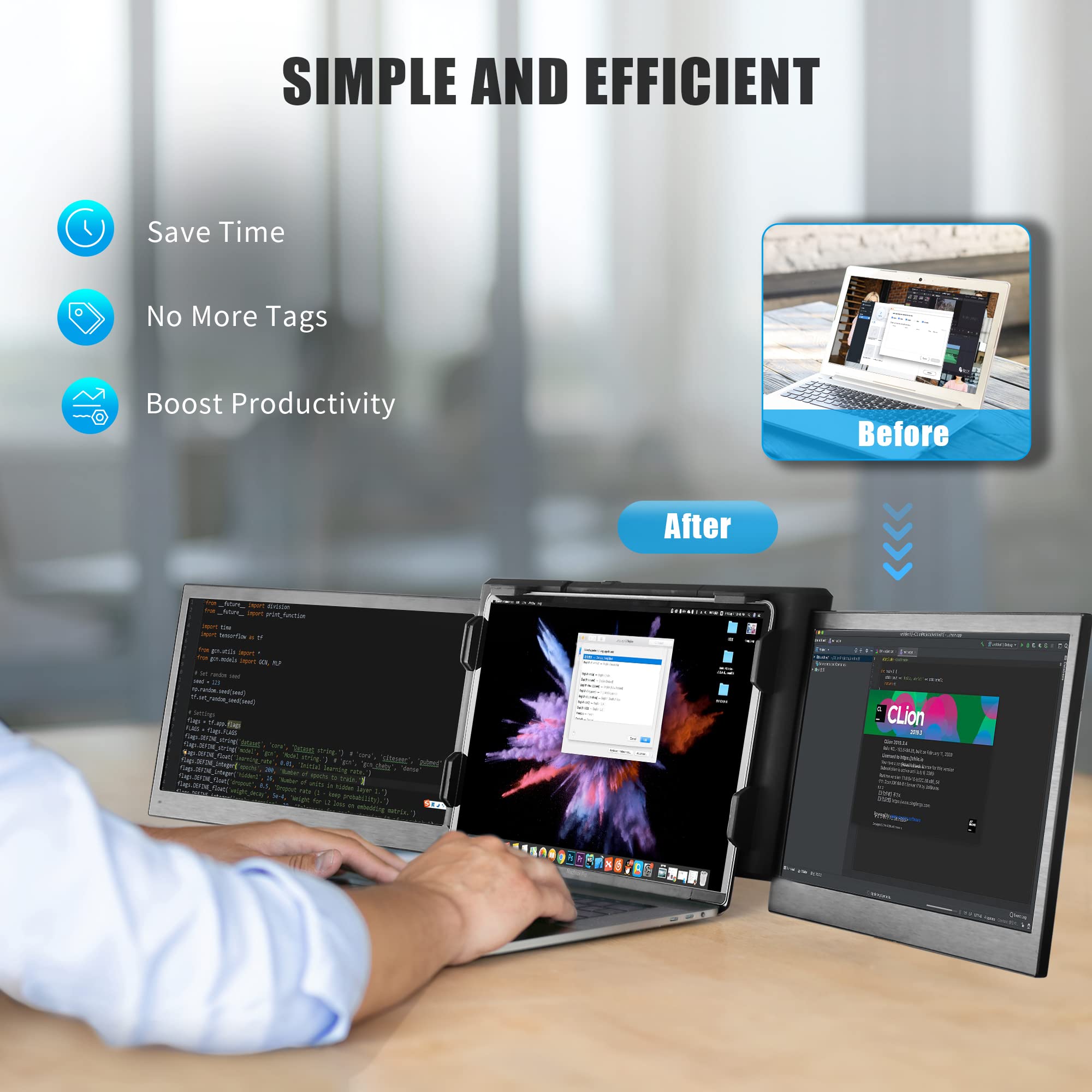 **Alecewey P2 PRO Triple Portable Monitor for Laptop - 13.3