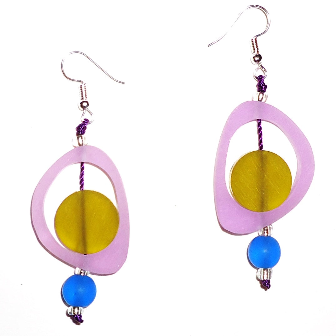 Elegant Ovoid Resin Earrings with Orchid Design - Perfect for Women's Fashion, Party & Wedding Accessories