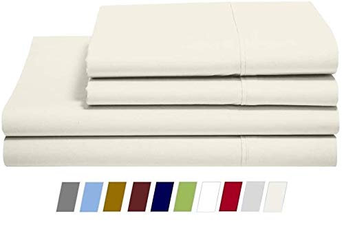 Premium 100% Giza Egyptian Long Staple Cotton Sheets Set - Queen Size 4-Piece Bedding with 18