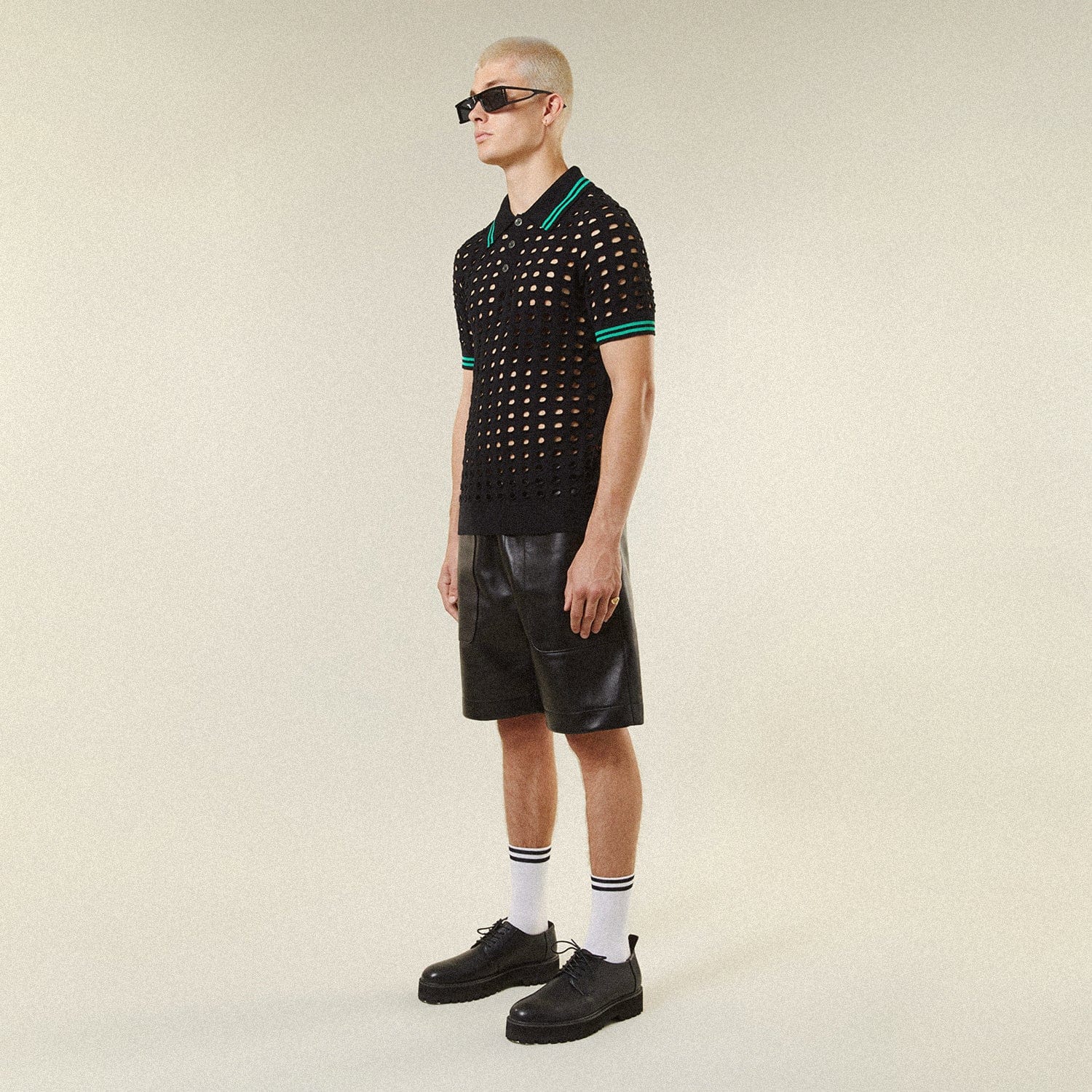 Breathable Open Mesh Knitted Polo T-Shirt for Men - Comfortable & Stylish Casual Wear for Summer, Golf, and Outdoor Activities