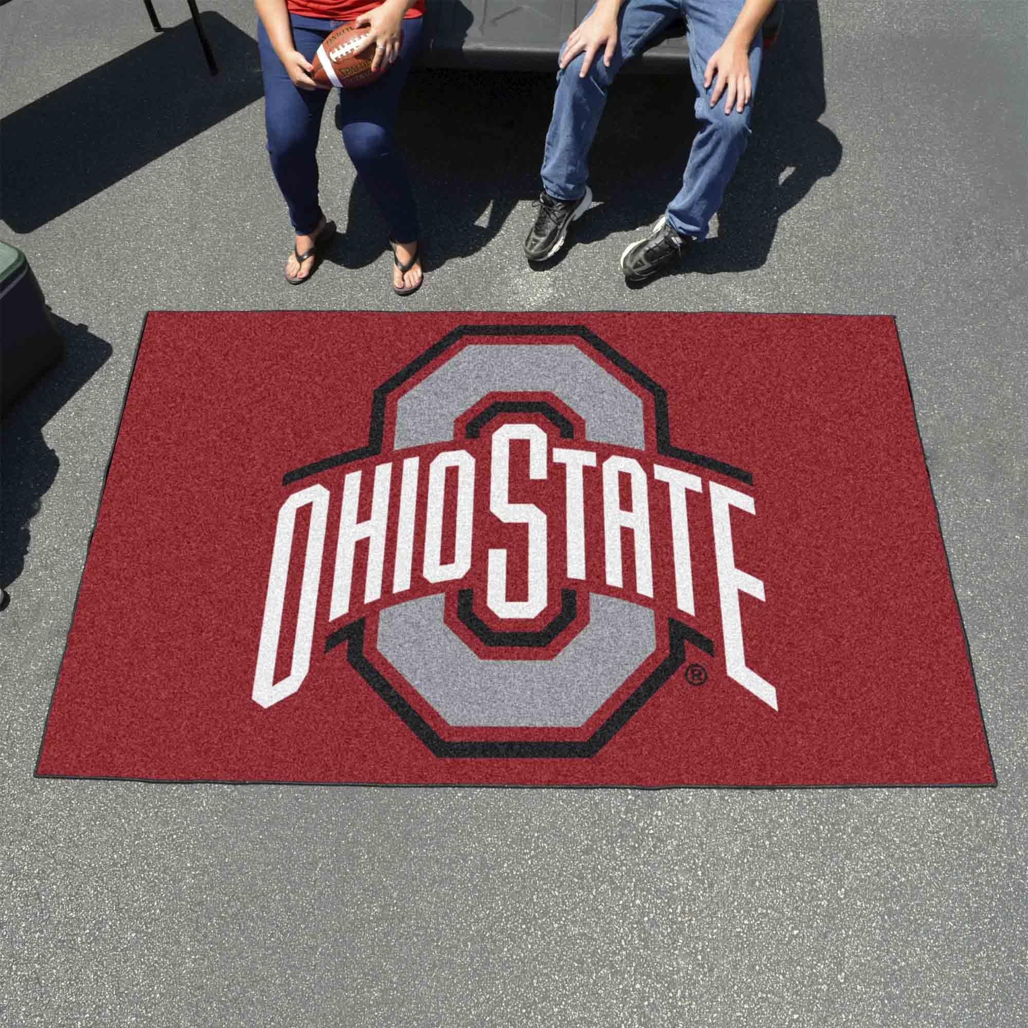 Ohio State Buckeyes Ulti-Mat Rug 5x8 ft - FanMats NCAA Team Logo Carpet for Game Room, Man Cave & Tailgating - Durable Indoor/Outdoor Sports Decor Rug for Football Fans