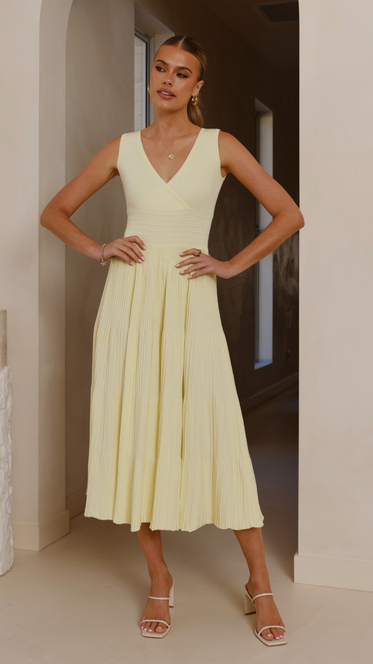 Jayde Knit Dress for Women - Soft & Comfortable Yellow Knitted Dress for Casual Wear, Office, and Date Night