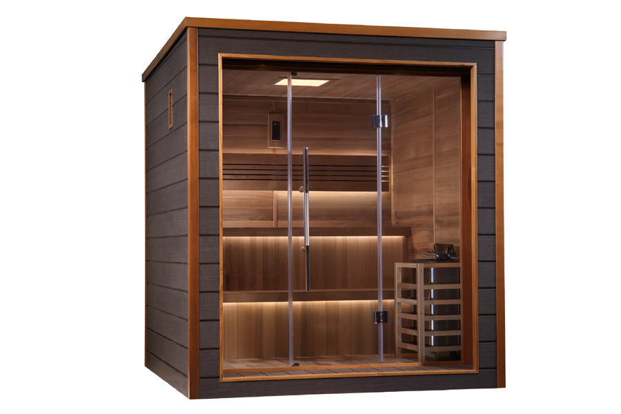 Golden Designs Bergen 6-Person Indoor Outdoor Traditional Sauna - Perfect for Home Spa, Backyard Relaxation & Wellness Therapy