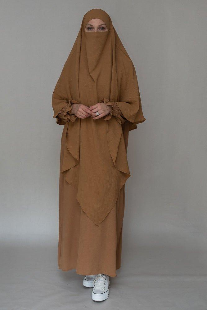 One Layer Khimar in Brown - Modest Muslim Prayer Scarf for Women - Perfect for Daily Wear, Prayer & Special Occasions