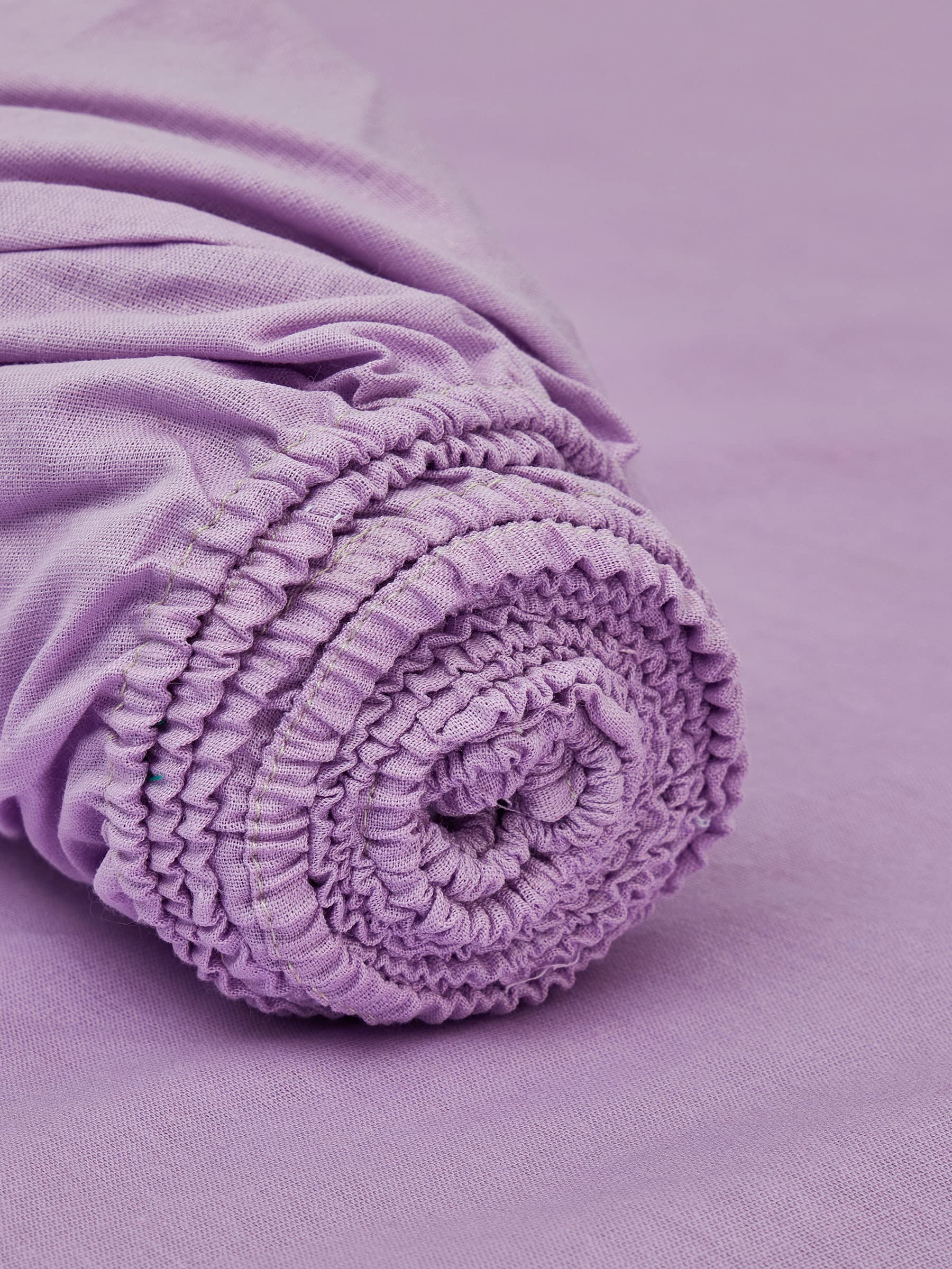100% European Linen Fitted Sheet - Queen Size Deep Pocket (8-16 Inch) | Natural Flax Pure Linen Mattress Cover | Breathable & Soft Bedding | Violet Color | Perfect for Master Bedroom, Guest Room & Vacation Homes