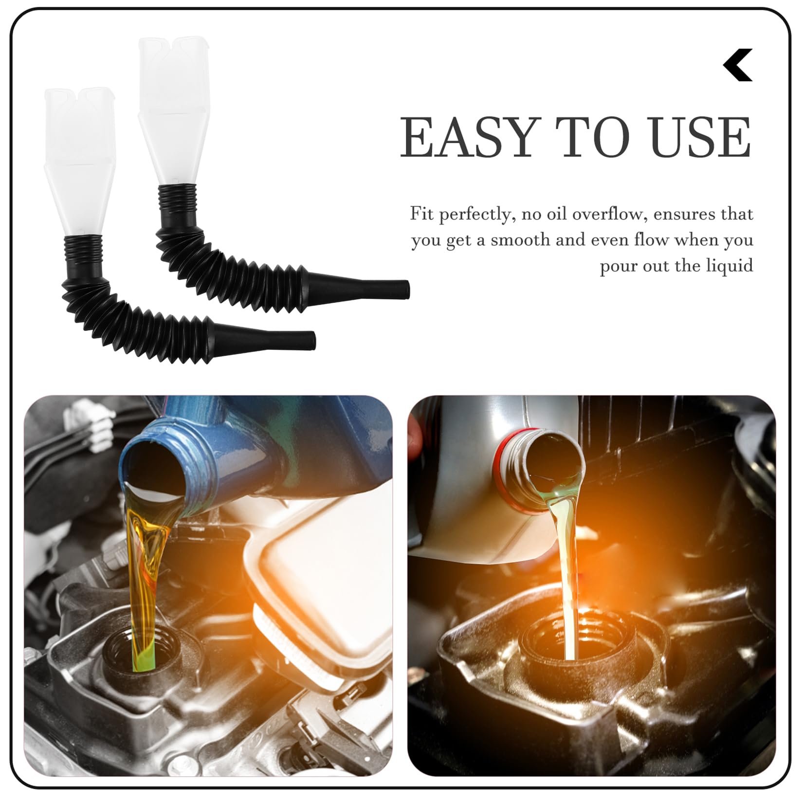 8-Piece Snap Funnel Set with Extendable Flexible Spout - Universal Car Oil Drain Tool for Motorcycle, Petrol, Diesel, Water - White | Ideal for DIY Auto Maintenance, Fluid Transfer & Home Use