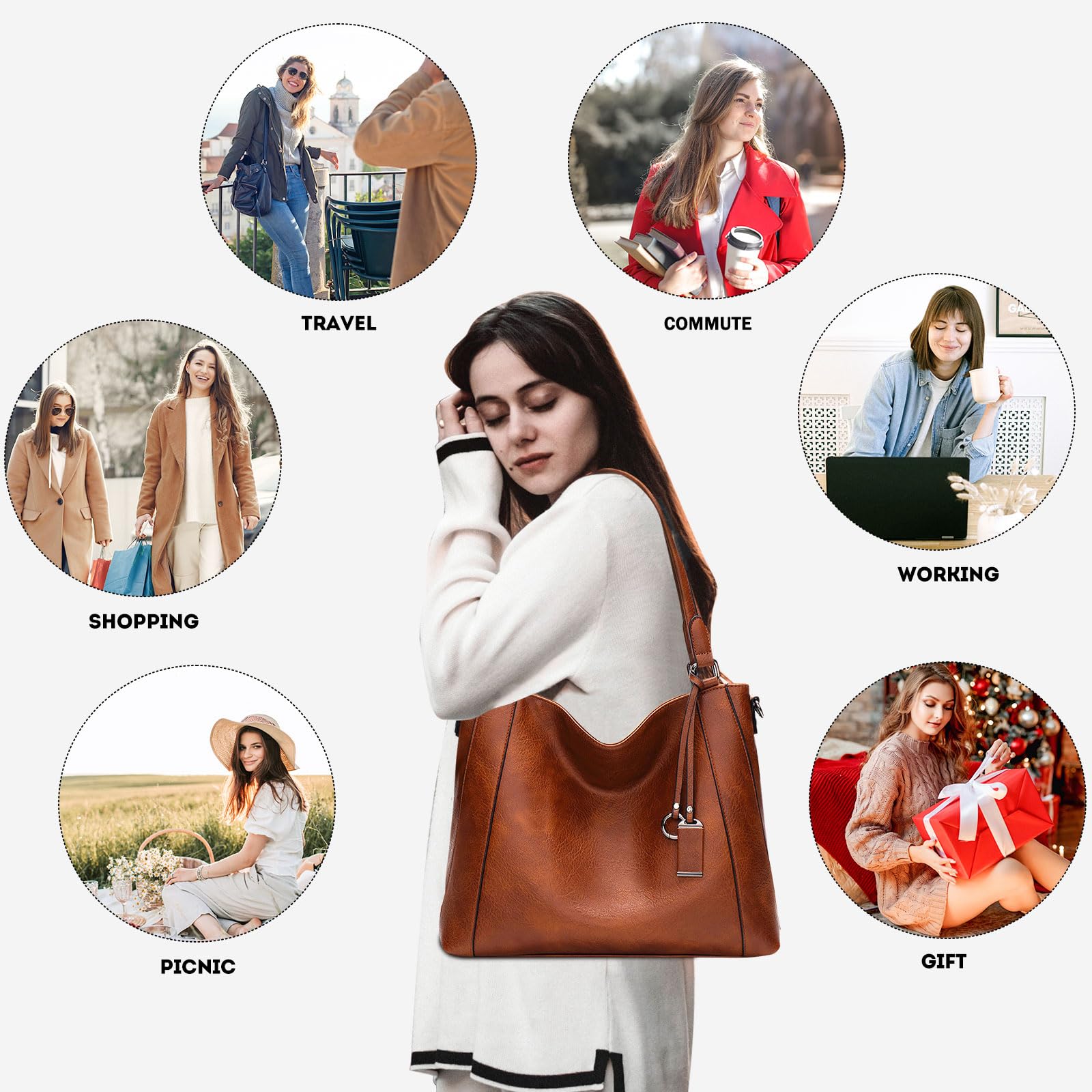 Stylish Large Leather Tote Bag for Women - Crossbody Hobo Shoulder Bag with Matching Purse Set | Perfect for Work, Travel & Everyday Use