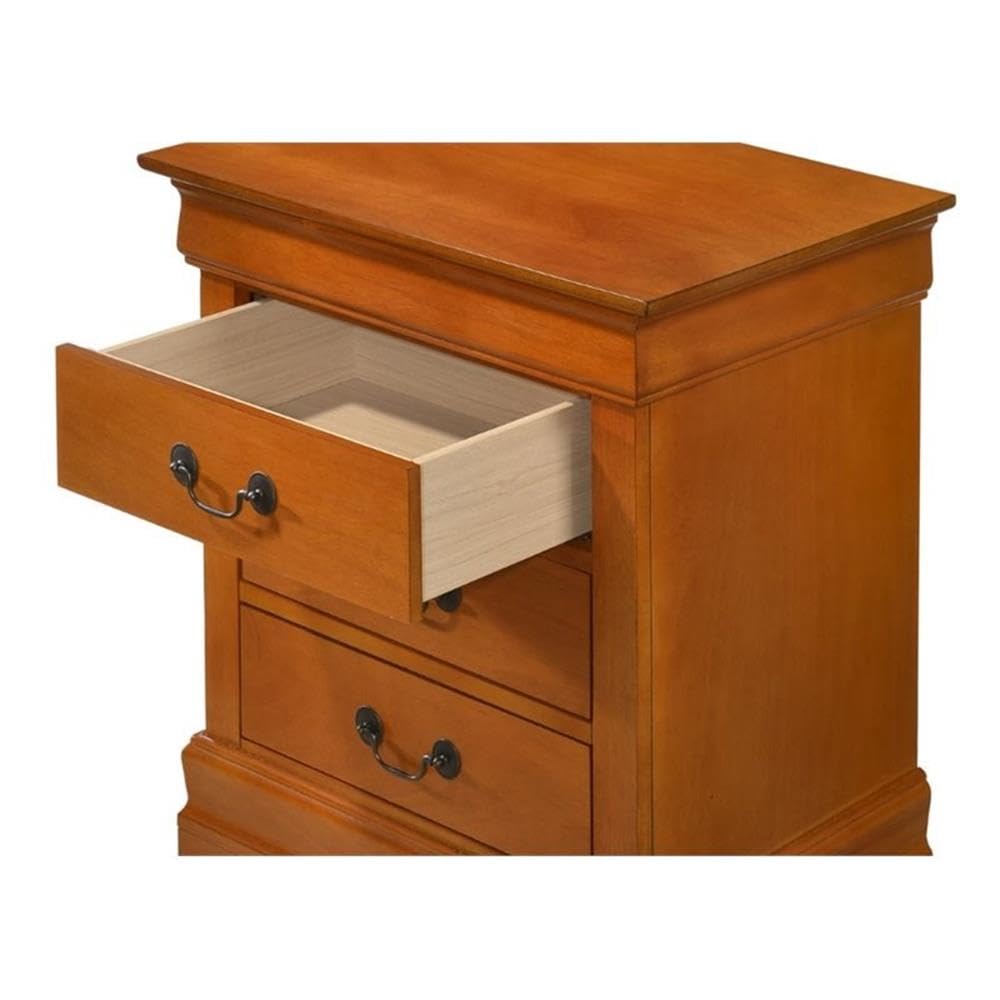 Glory Furniture Louis Phillipe 3-Drawer Oak Nightstand - Perfect for Bedroom, Guest Room & Nursery Storage