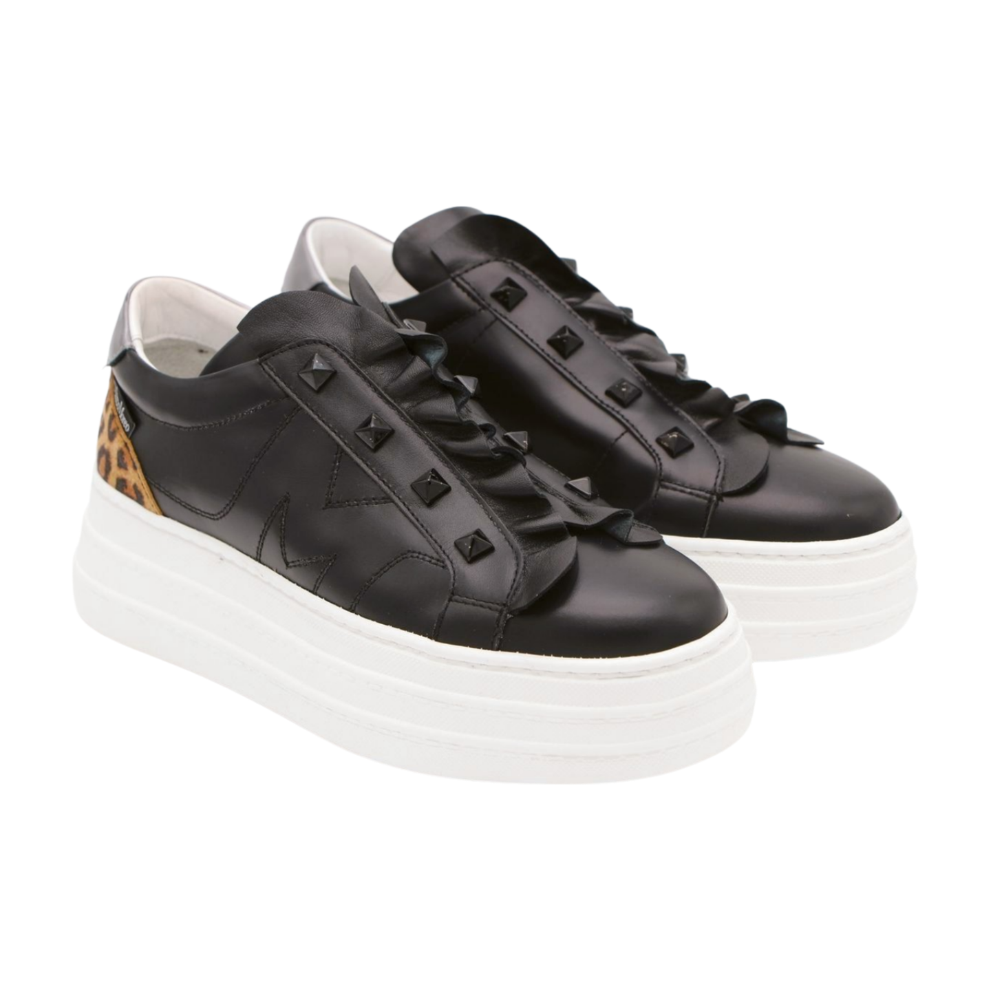 Marco Moreo Black Platform Sneakers with Frill Detail - Women's Fashion Trainers M641 | Stylish Casual Shoes for Everyday Wear & Outfits