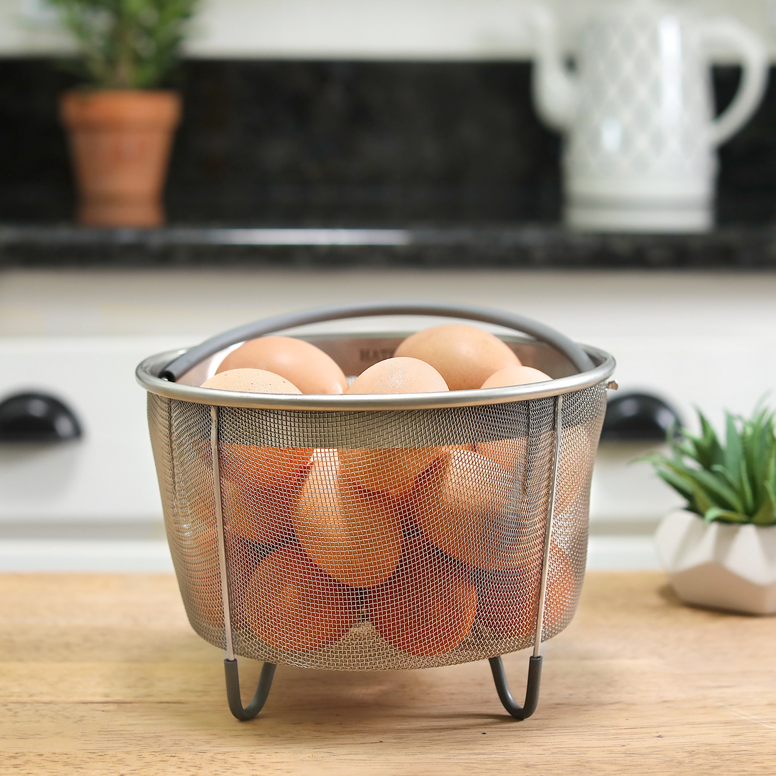 Original Hatrigo Steamer Basket for 6qt Pressure Cooker - Compatible with Instant Pot, Ninja Foodi & More (3qt/8qt Available) - Durable Silicone Handle - Perfect for Vegetables, Dumplings & Meal Prep