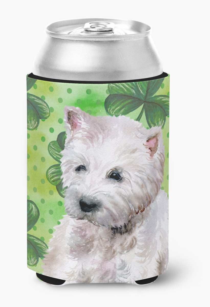 CoolCookware Westie St. Patrick's Day Can & Bottle Insulator - Keep Drinks Cold for Beer, Soda & Beverages at Parties, BBQs & Outdoor Events