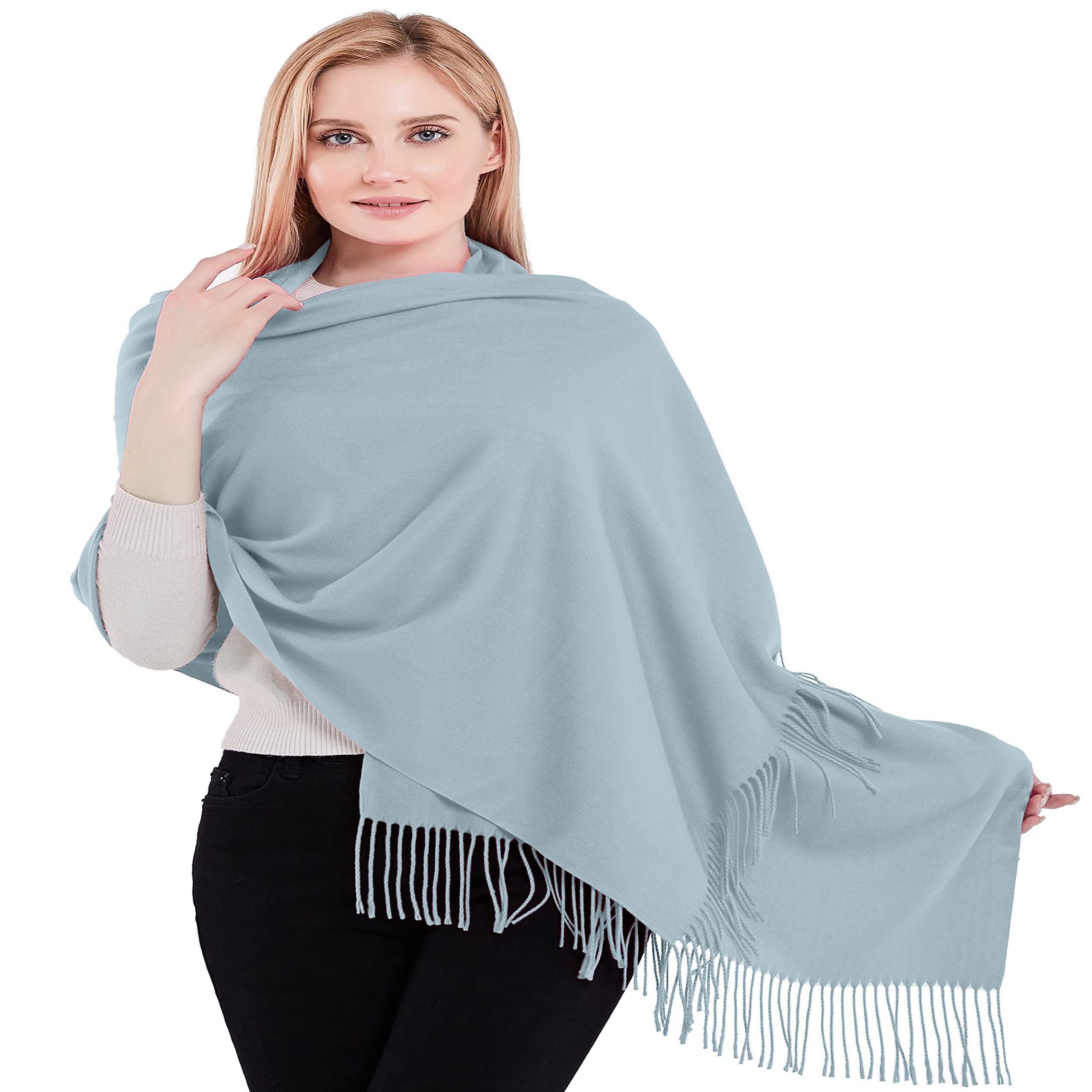 Stylish CJ Apparel Cotton Blend Shawl - Thick Solid Color with Tassels, Pashmina Scarf Wrap for Women | Perfect for Winter, Fall Fashion, Office Wear & Evening Outfits