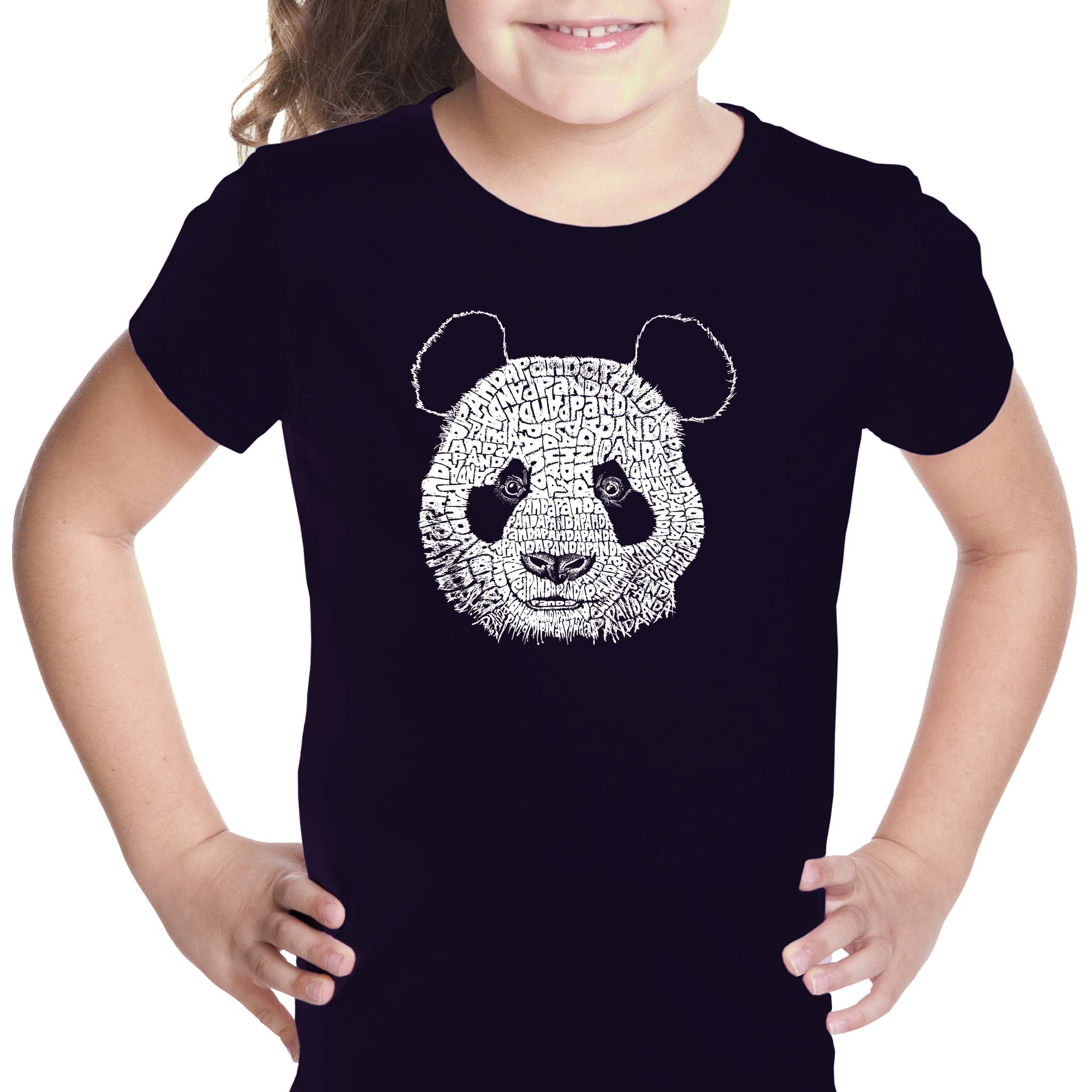 LA POP ART Girl's Word Art T-Shirt with Cute Panda Design - Trendy Graphic Tee for Casual Wear, School & Playdates | Soft Cotton Kids Shirt