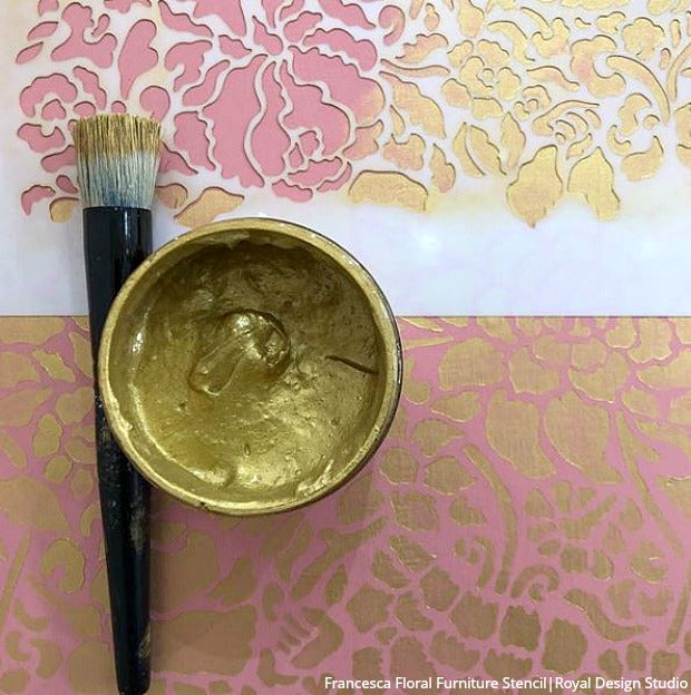 Francesca Floral Damask Furniture Stencil - Reusable DIY Painting Template for Wood, Walls & Fabric - Perfect for Home Decor, Crafts & Upcycling Projects