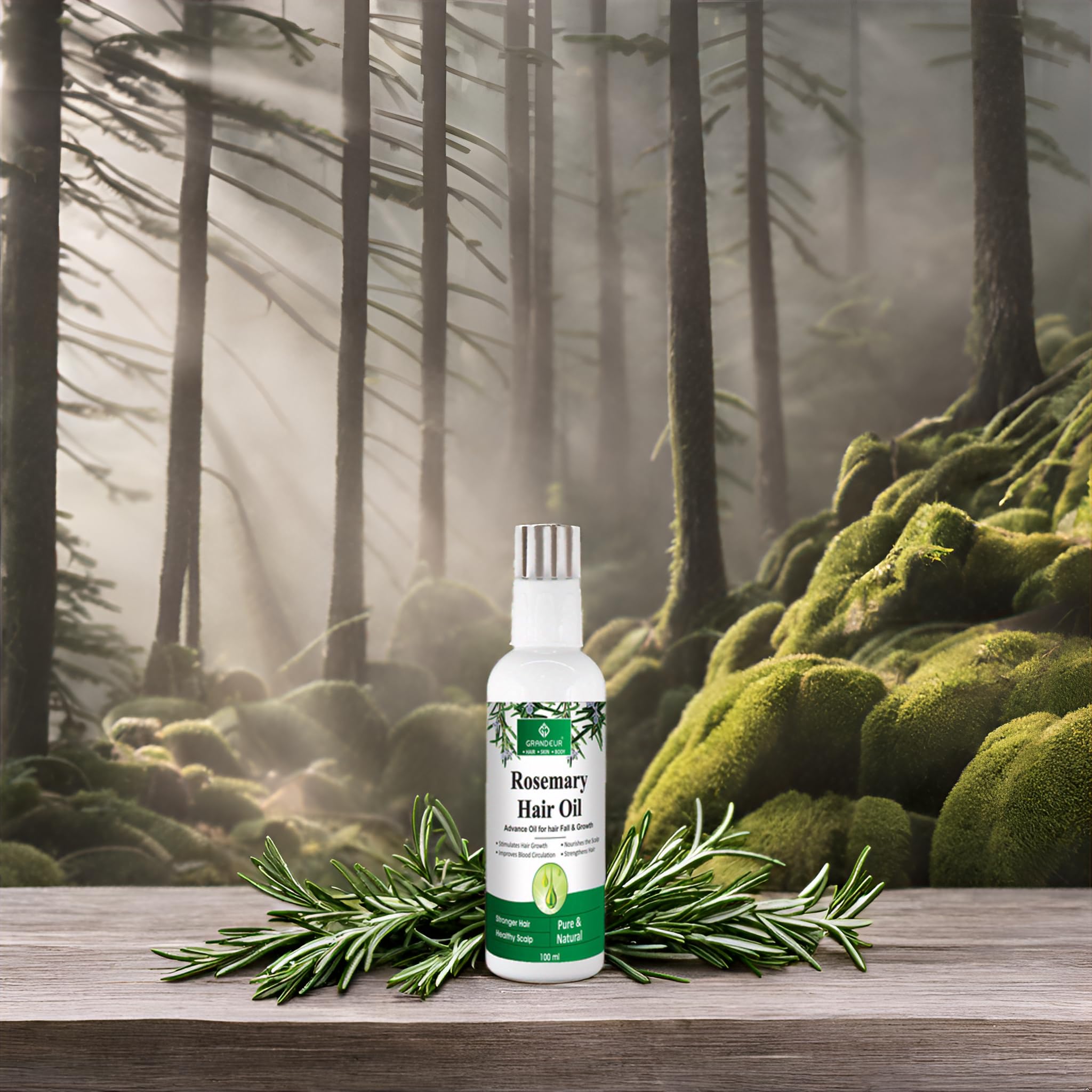 Grandeur Rosemary Hair Oil for Hair Growth & Hair Fall Control | Enriched with Fenugreek & Olive Oil | 100% Pure & Natural | Strengthens Hair | 100ml | Perfect for Daily Hair Care & Scalp Massage