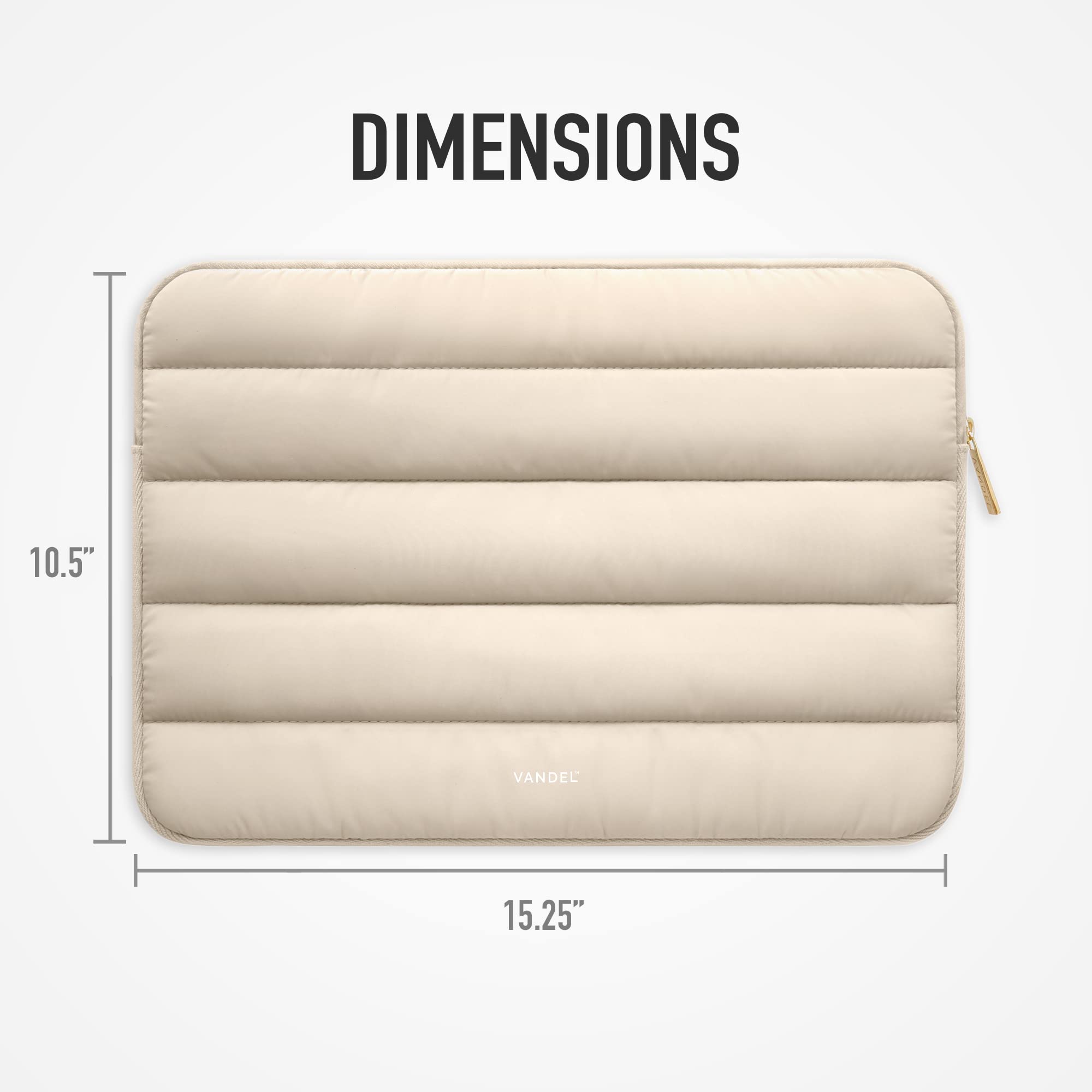 Vandel The Original Puffy Laptop Sleeve - Protective 15-16 Inch Laptop Case Cover in Sand Color | Perfect for MacBook Pro, Air & Other Laptops | Ideal for Work, Travel & School Use