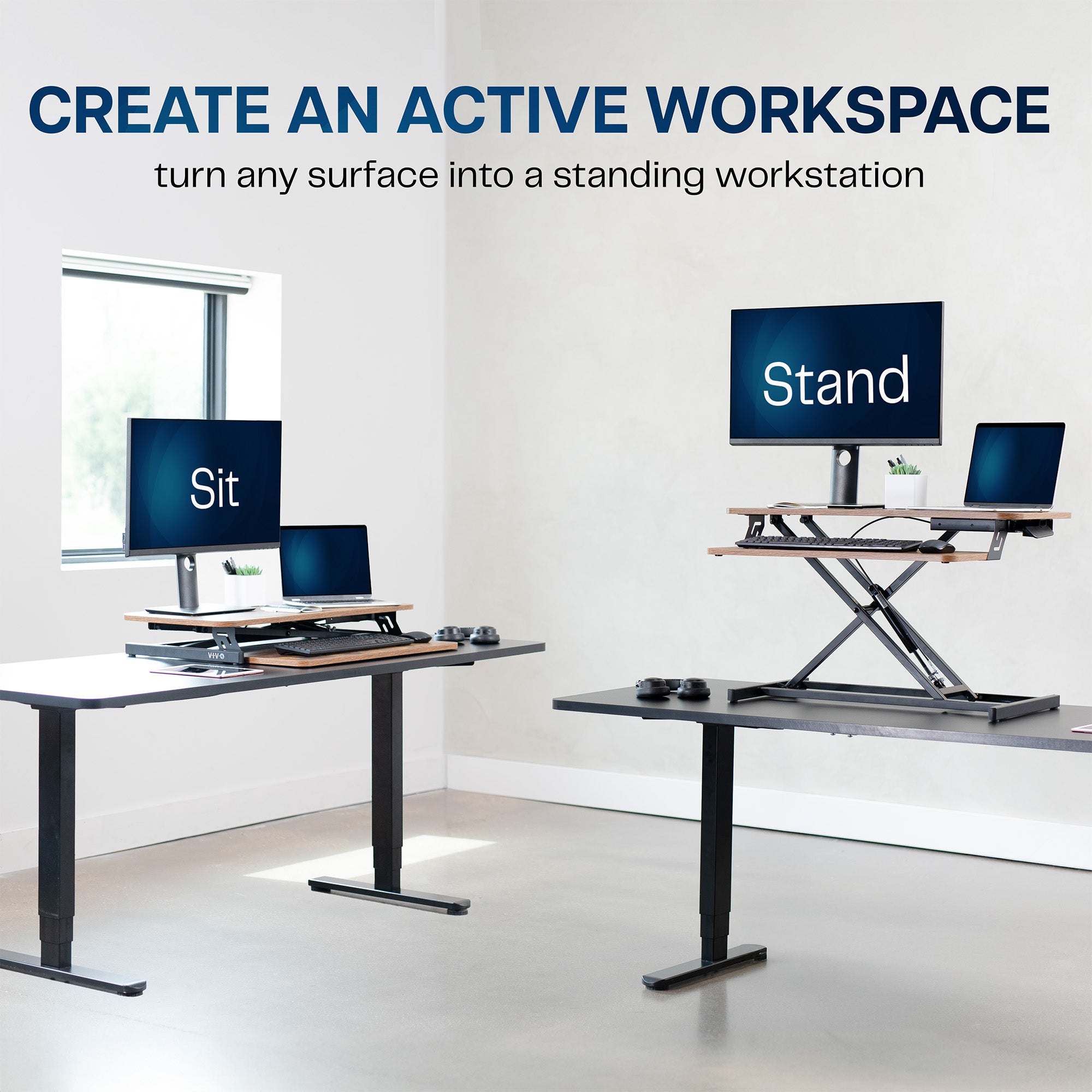 Adjustable Standing Desk Converter - Ergonomic Sit Stand Workstation for Home & Office - Perfect for Laptop & Computer Use