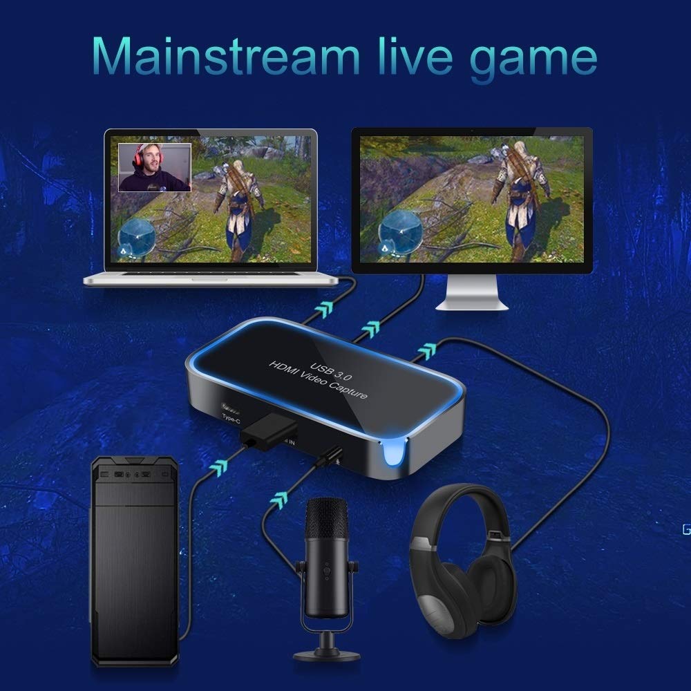 HDMI Video Capture Card 1080P 60FPS - USB 3.0 HD Video Recorder with Audio Input for Live Streaming, Gaming, Video Conferencing | UVC/UAC Compatible for PC/Mac | Perfect for YouTube, Twitch, Zoom & OBS Studio