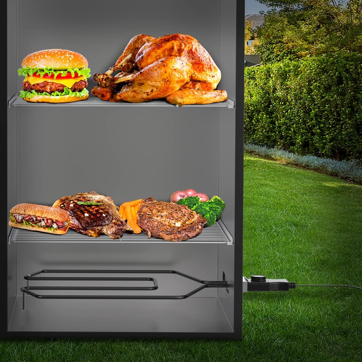 AJinTeby 1500W Electric Smoker Heating Element Replacement with Adjustable Thermostat - Universal Fit for Most Electric Smokers & Turkey Fryers - Perfect for BBQ, Smoking Meats, and Outdoor Cooking