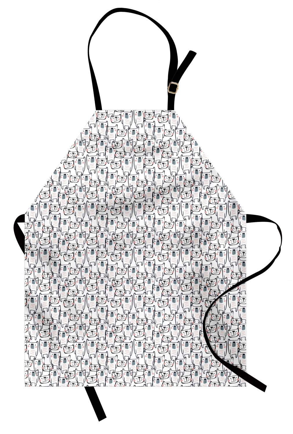 Ambesonne Cartoon Bear Apron - Unisex Kitchen Bib for Cooking & Gardening