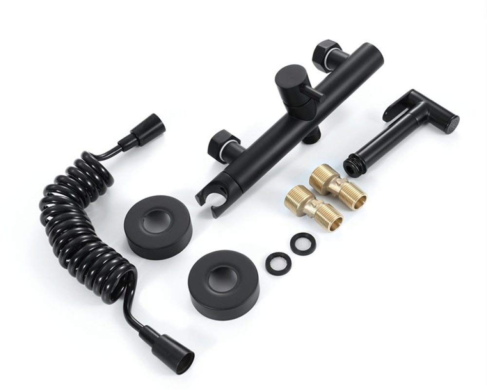 **Adjustable Pressure Handheld Toilet Sprayer - Black Wall Mounted Faucet Sprayer for Diaper Cleaning & Bathroom Hygiene | Perfect for Baby Care & Household Cleaning**