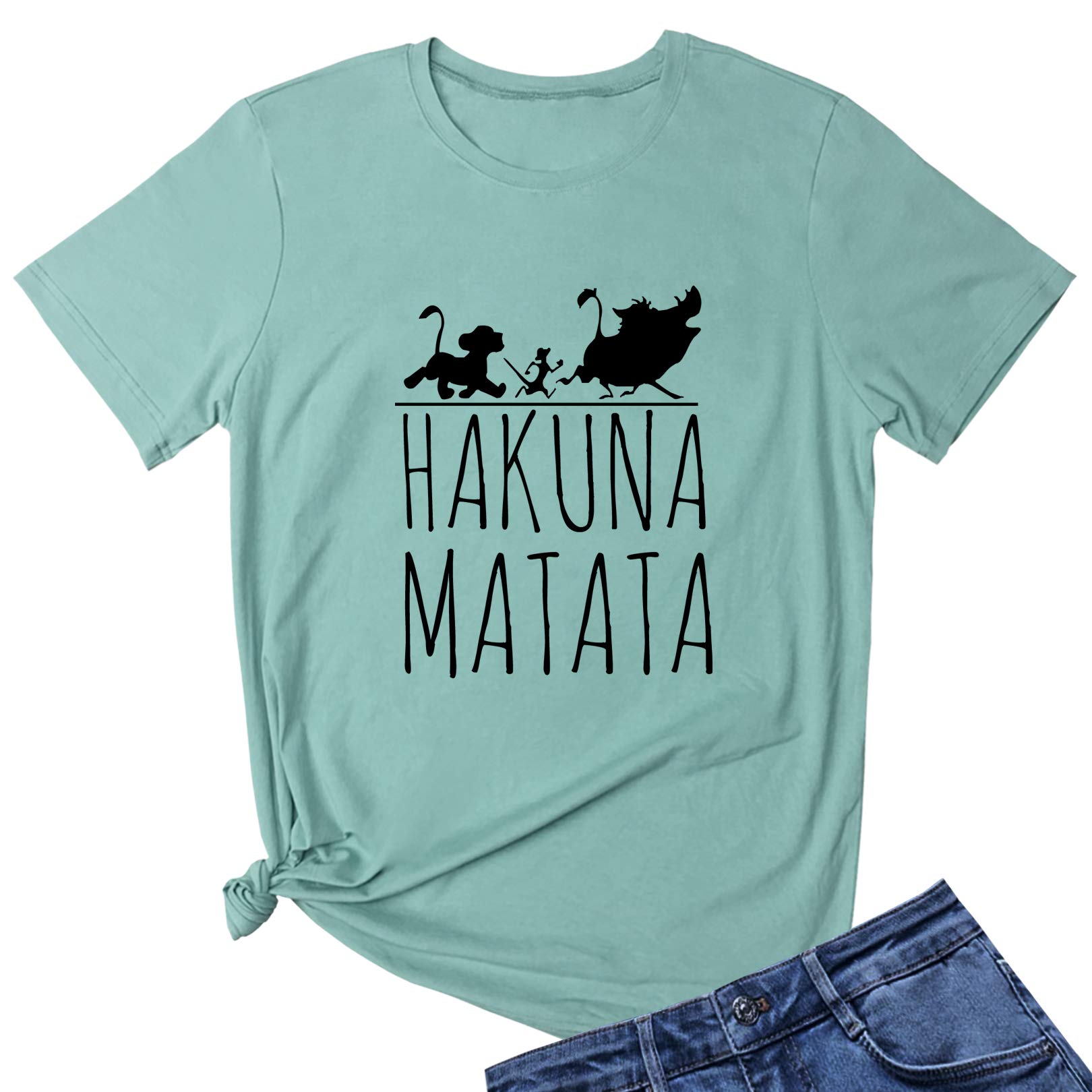 LOOKFACE Women's Hakuna Graphic Printed T-Shirt - Cute Funny Tee for Casual Wear, Outfits & Summer Fashion