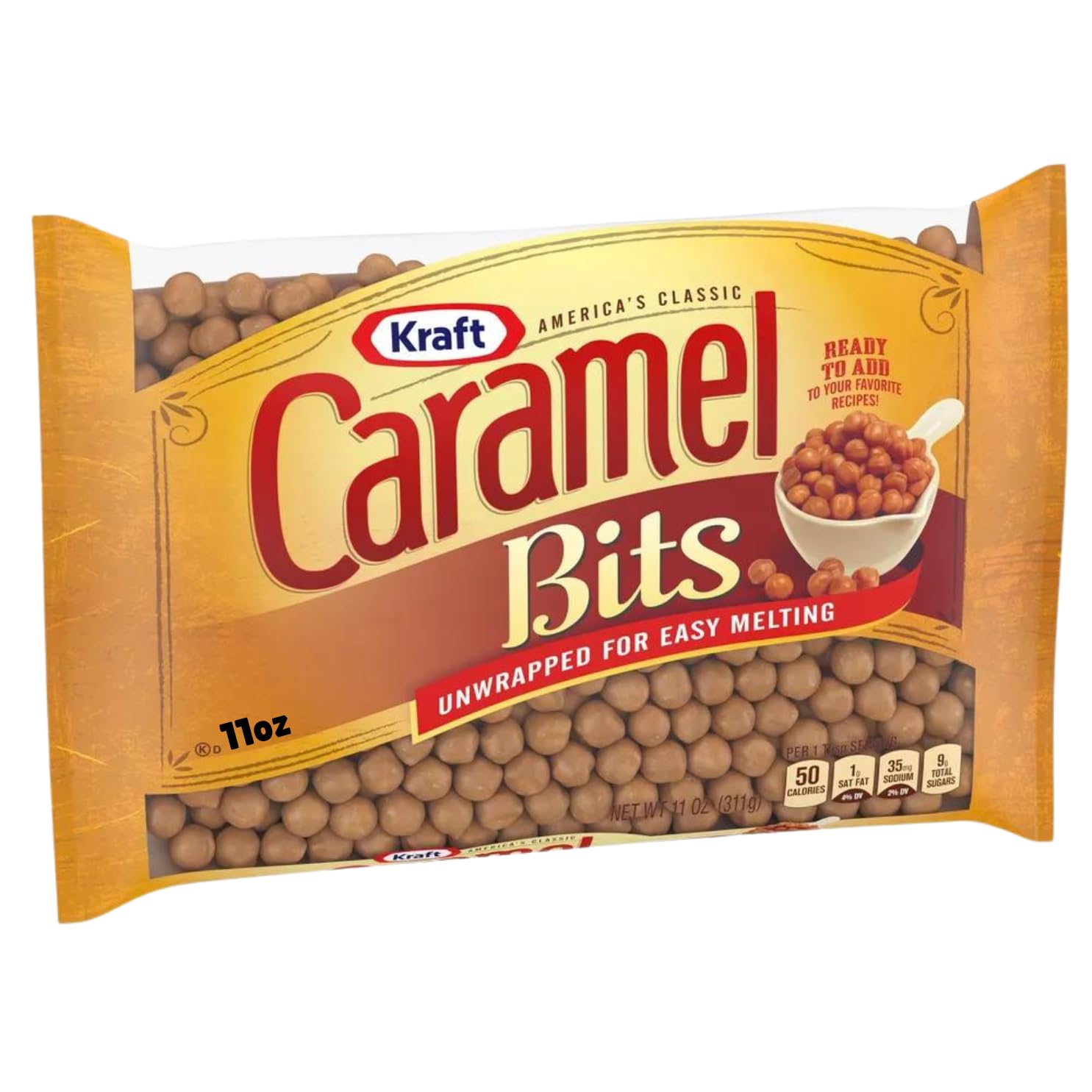 **Kraft Caramel Bits 11oz (Pack of 2) – Soft Chewy Caramel Candy for Baking, Topping & Candy Buffets – Unwrapped for Easy Melting – Perfect for Cookies, Brownies & Desserts (Includes Al Khair Key Chain)**