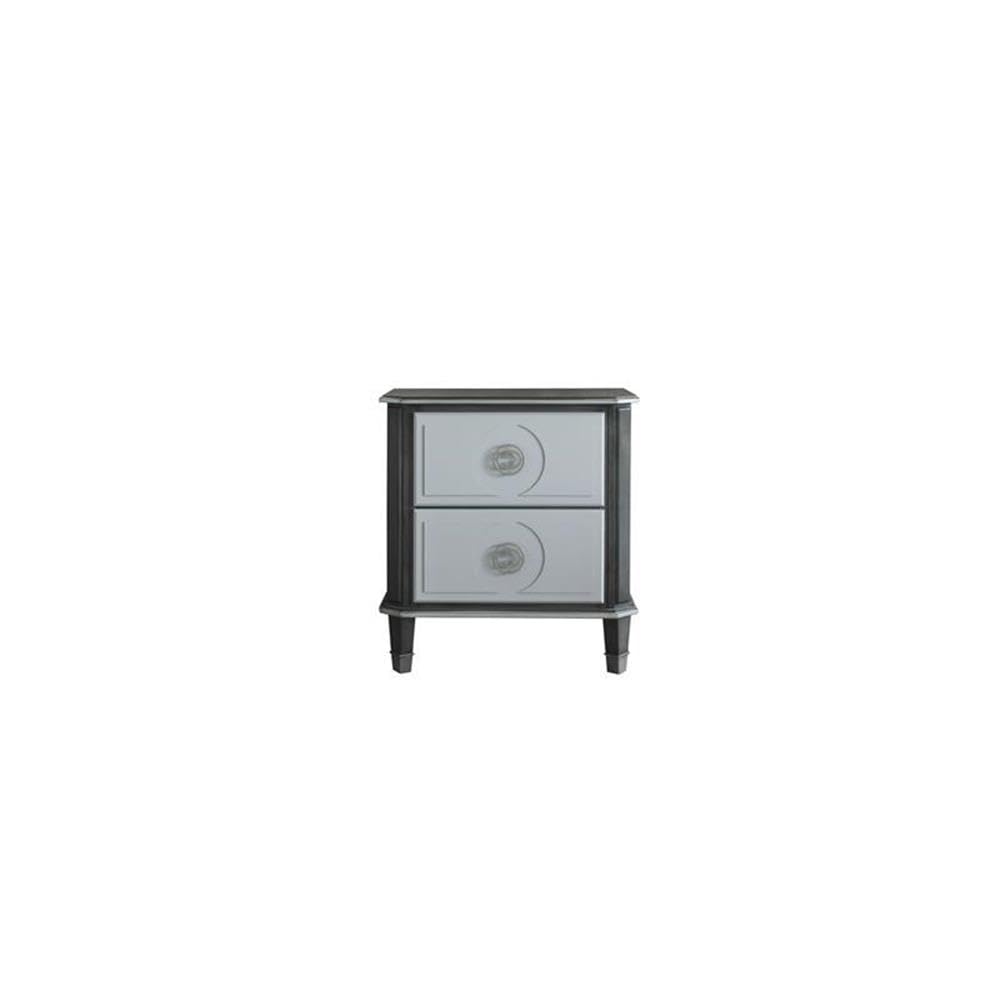Acme Beatrice 2-Drawer Wooden Nightstand - Charcoal & Pearl White Finish - Modern Bedside Table for Bedroom, Living Room, or Office