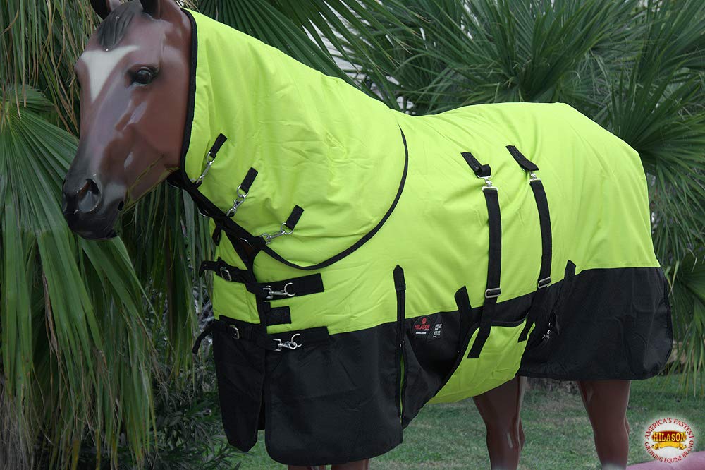 HILASON 1200D Waterproof Winter Horse Blanket with Neck Cover & Belly Wrap - Heavy Duty 66