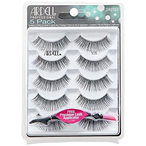 Ardell Strip Lashes Multipack - 5 Pairs Natural 105 Black False Eyelashes for Everyday Wear & Special Occasions