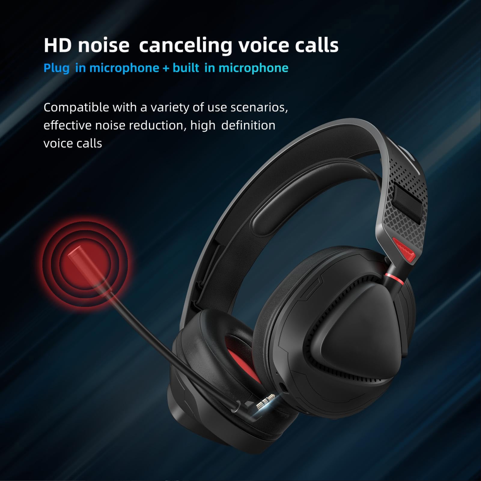 GOWENIC Wireless Bluetooth Gaming Headset with Noise Cancelling Mic - Foldable Over-Ear Headphones with Soft Memory Foam & Surround Sound for PS4/PS5, Xbox One, PC, Laptop - Perfect for Gaming, Streaming & Online Meetings