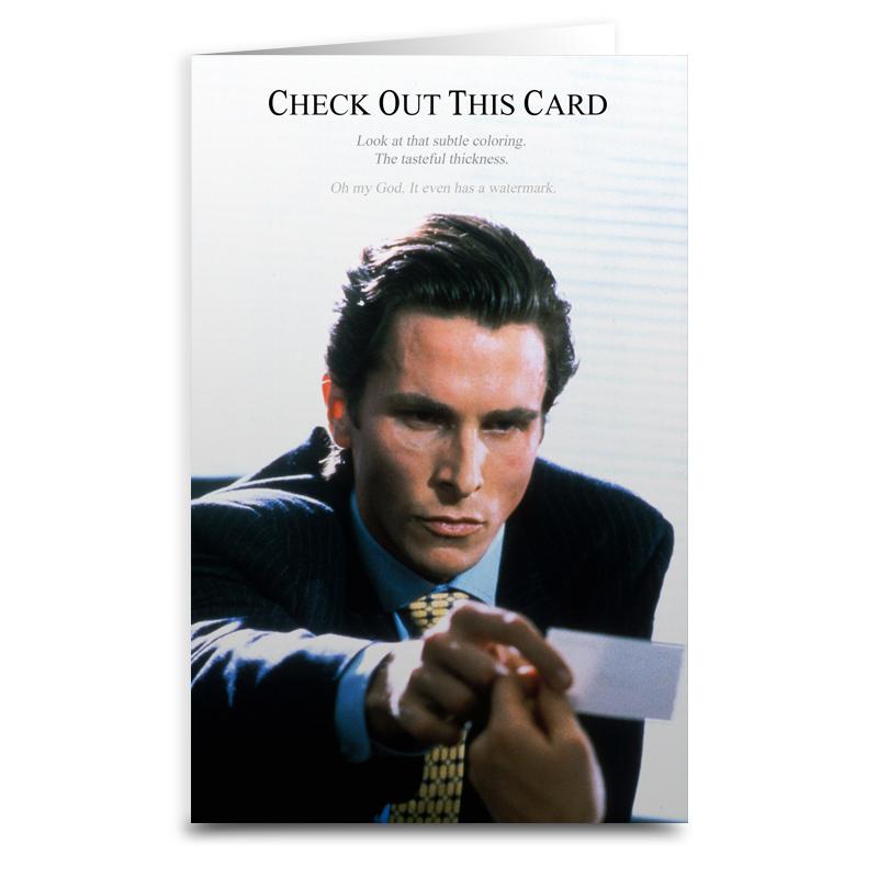 American Psycho 'Check Out This' Funny Greeting Card - Perfect for Dark Humor Fans, Movie Lovers & Unique Gifts for Birthdays, Halloween, or Office Pranks