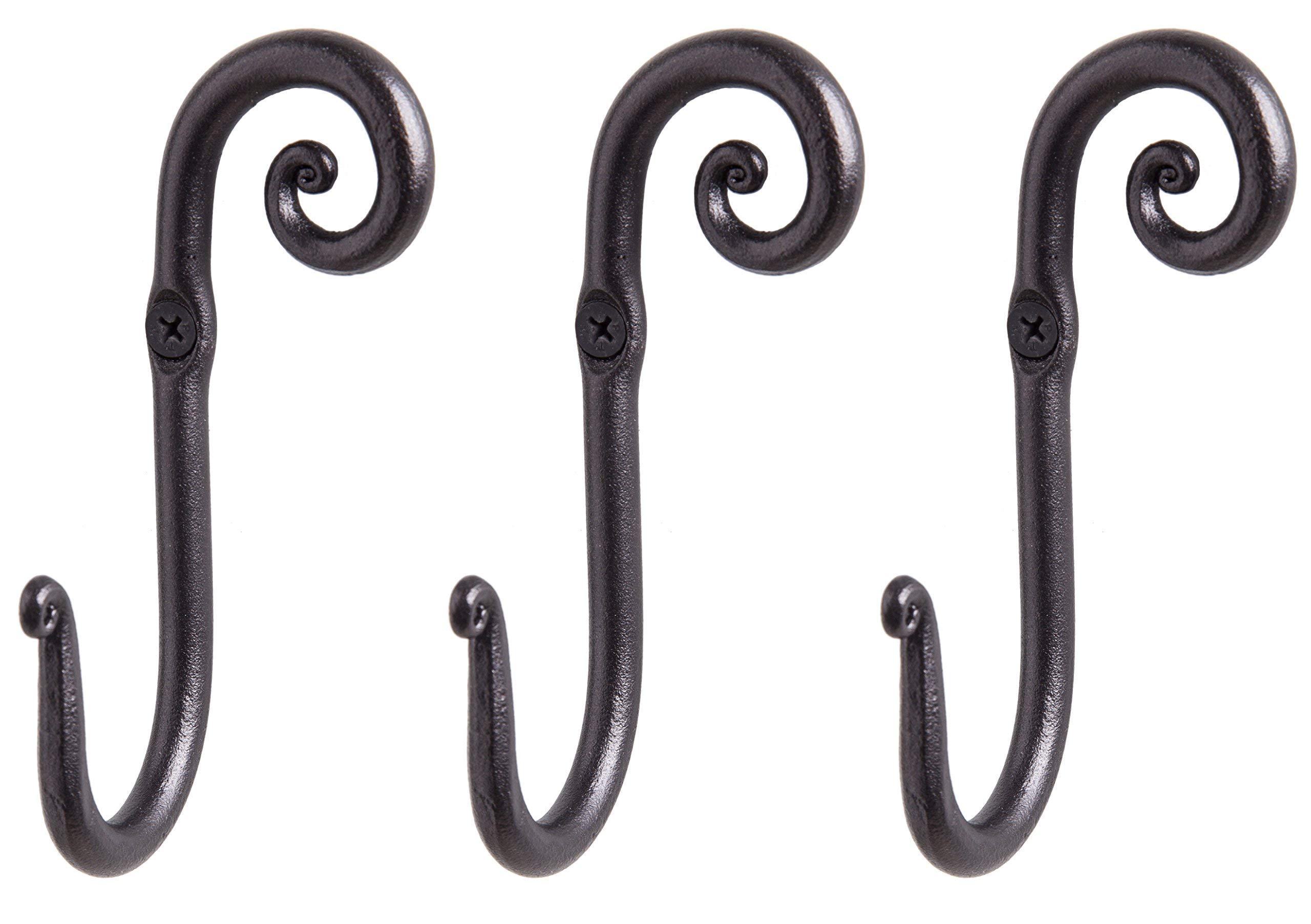 RTZEN Wrought Iron Bathroom Accessories Set - Decorative Hand Towel Bar, 3 Hooks & Toilet Paper Holder | Rustic Bathroom Decor for Powder Room, Guest Bath & Master Bath Organization