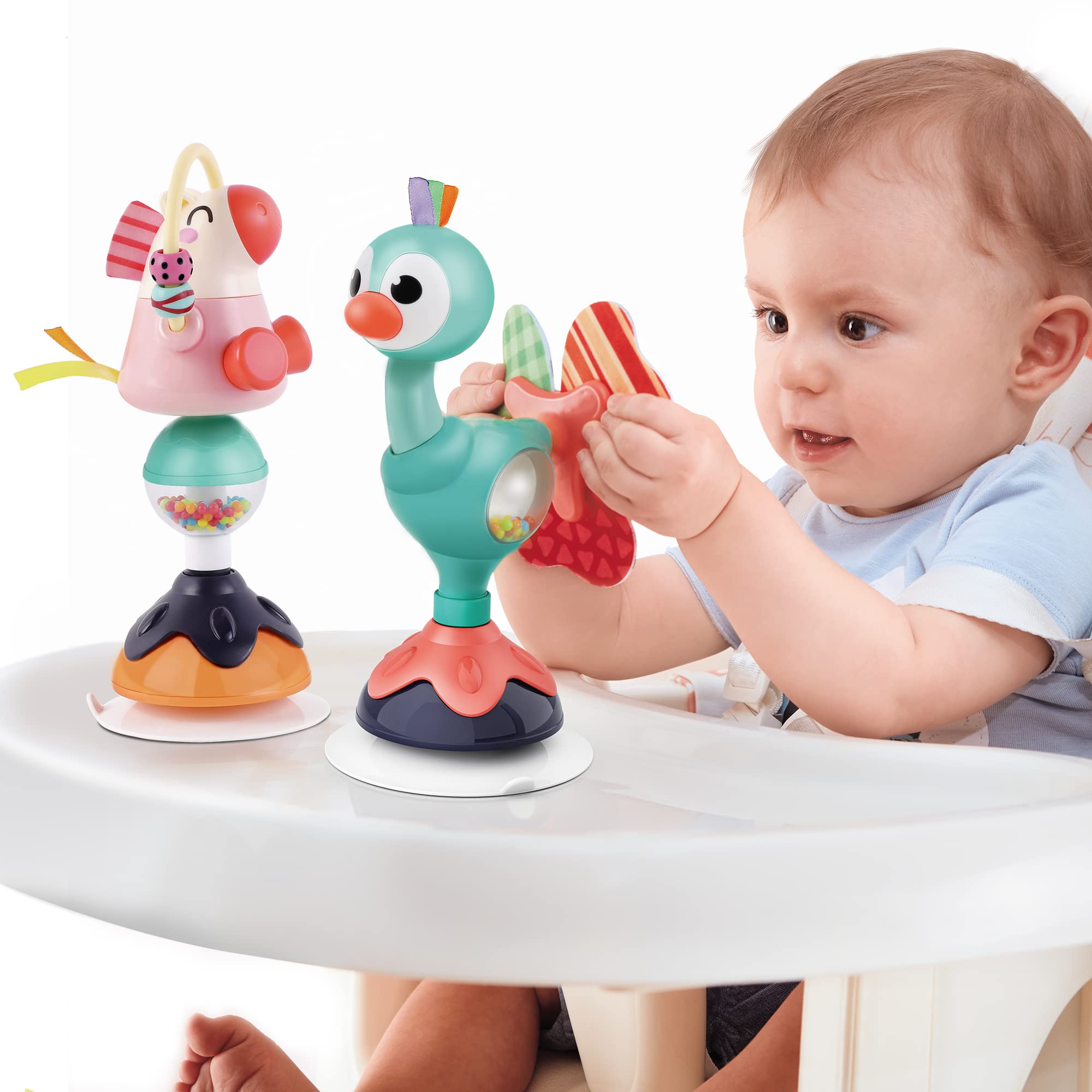 iPlay iLearn Baby Rattles Set - 10-Piece Infant High Chair Toys with Suction Cup, Grab & Spin Developmental Toys for Babies 6-24 Months | Interactive Learning Toys for Boys & Girls | Perfect Newborn Gifts for 1-2 Year Olds | Highchair, Stroller & Playtime Fun